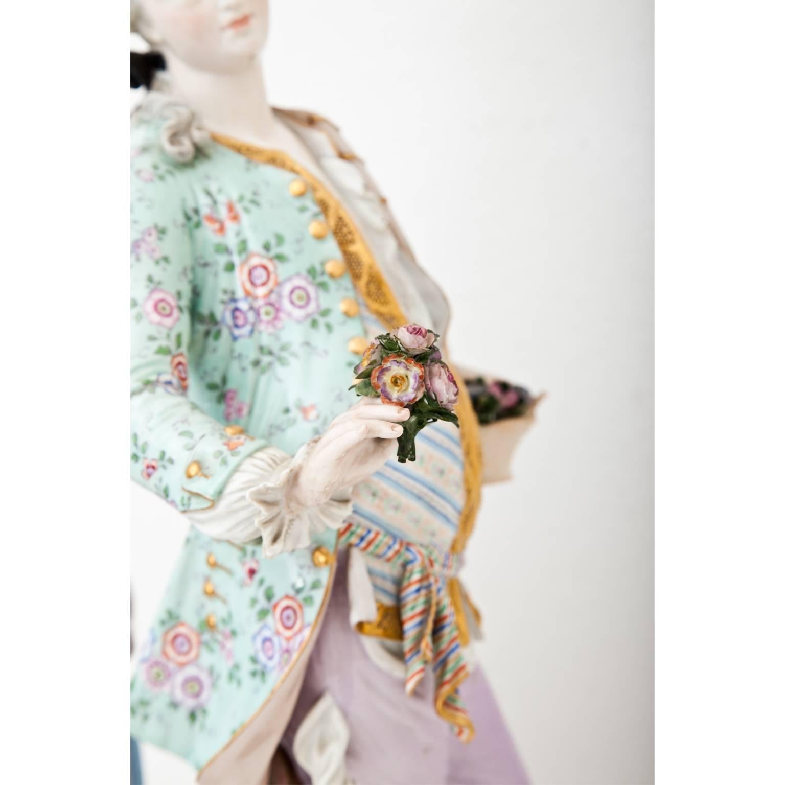 German Pair of Meissen Porcelain Figurines by Leuteritz, First Half of the 19th Century