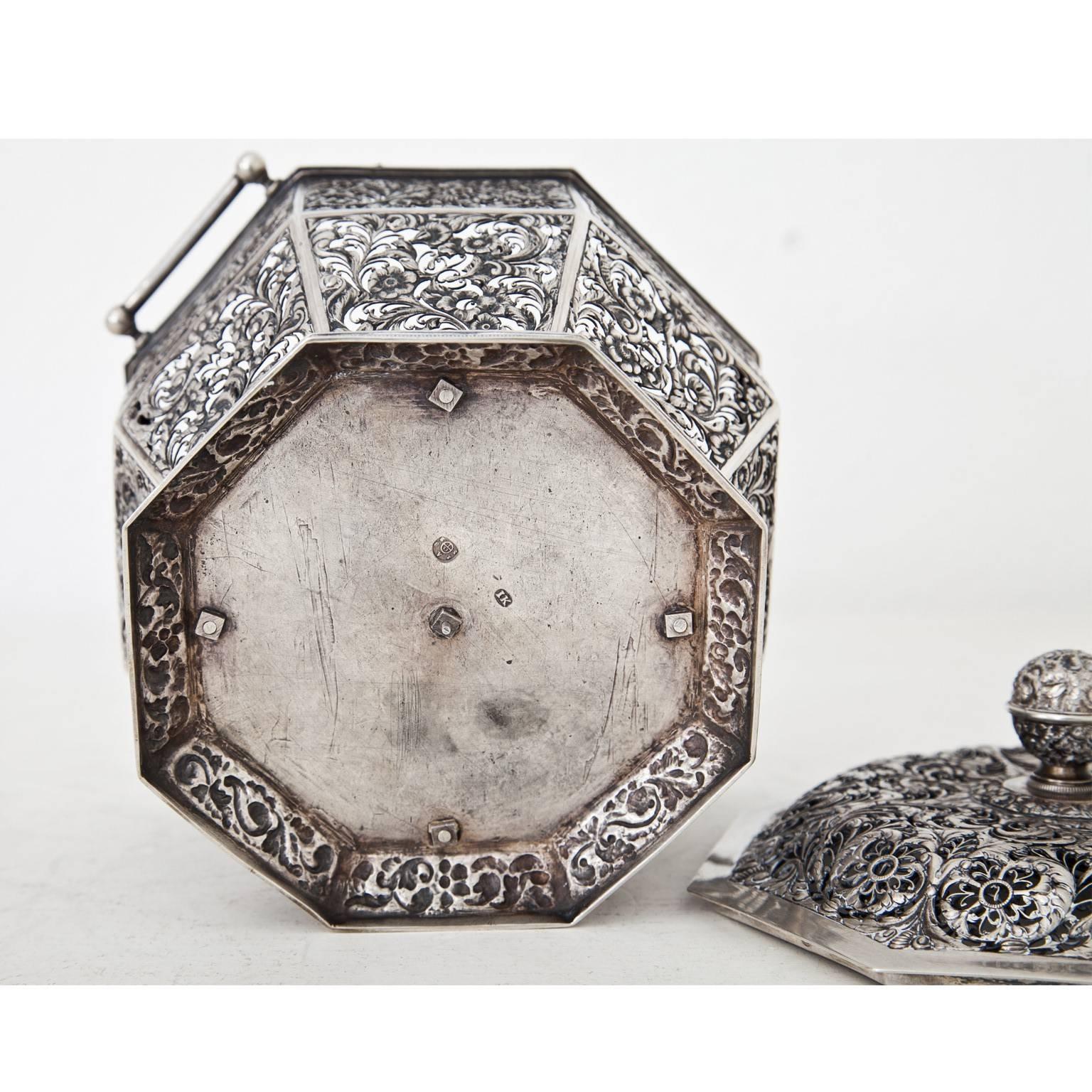 Mid-19th Century Octagonal Silver Scent Pot, Vienna, 1837