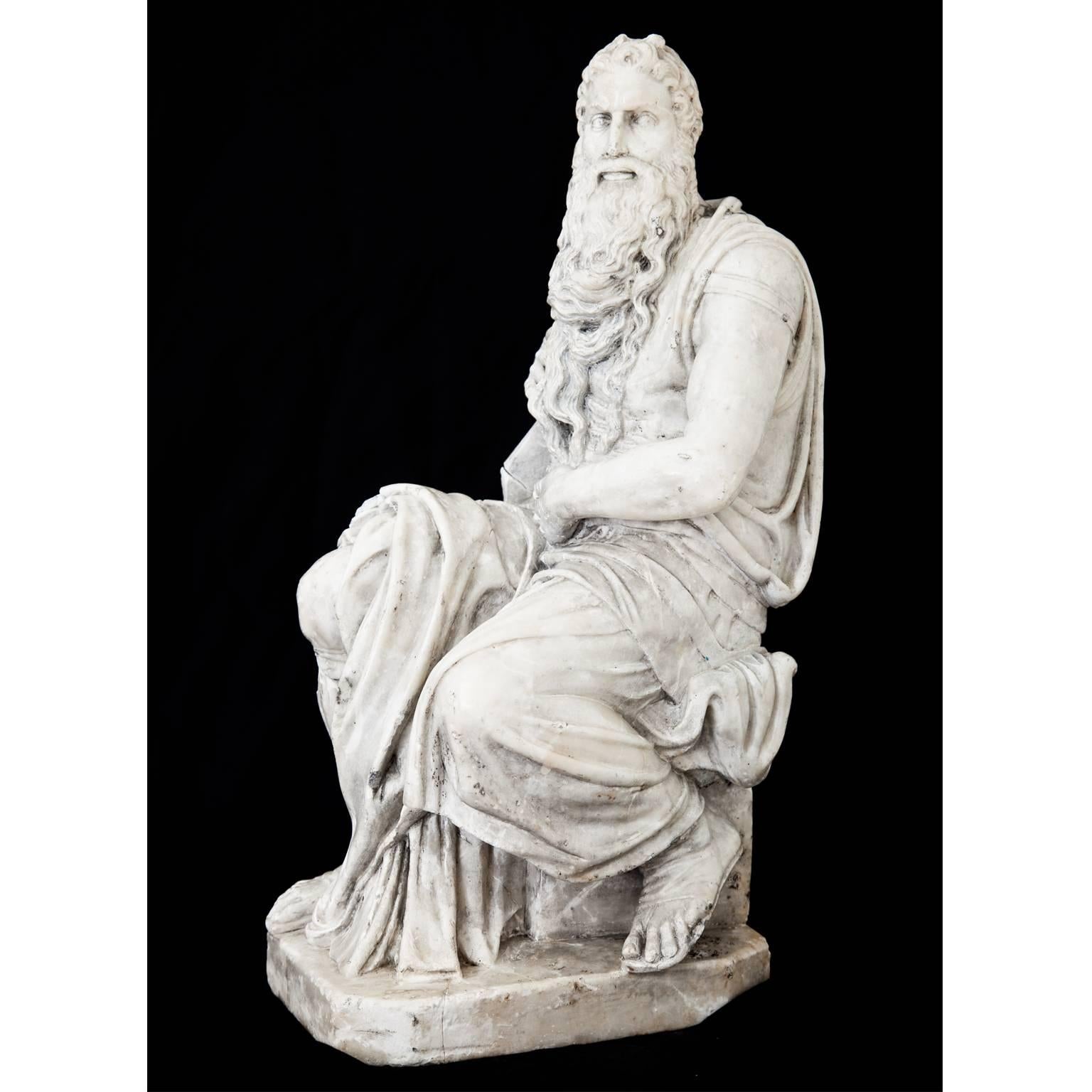 Marble Sculpture of Moses, 19th Century In Good Condition In Greding, DE