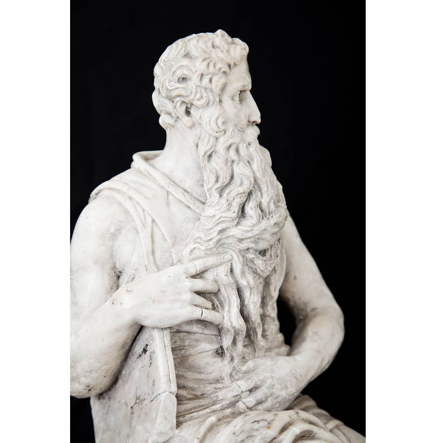 Marble Sculpture of Moses, 19th Century 2