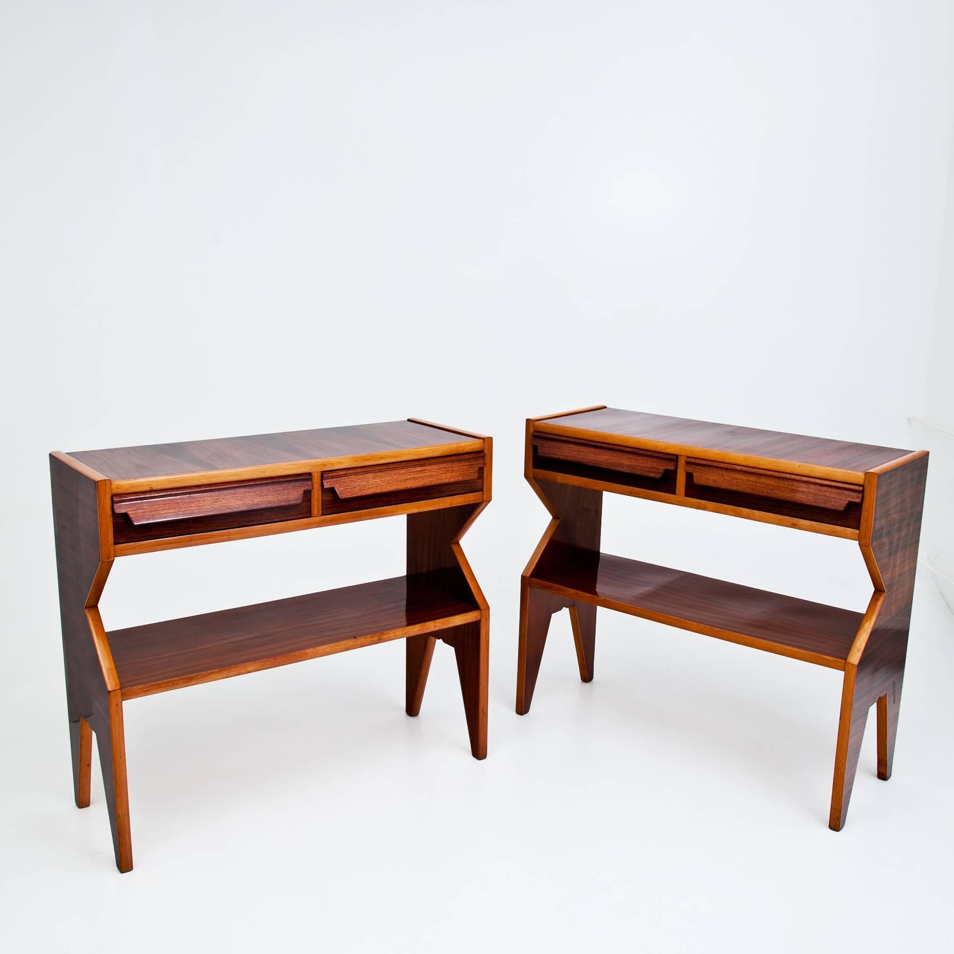 Wood Console Tables, Italy, Mid-20th Century