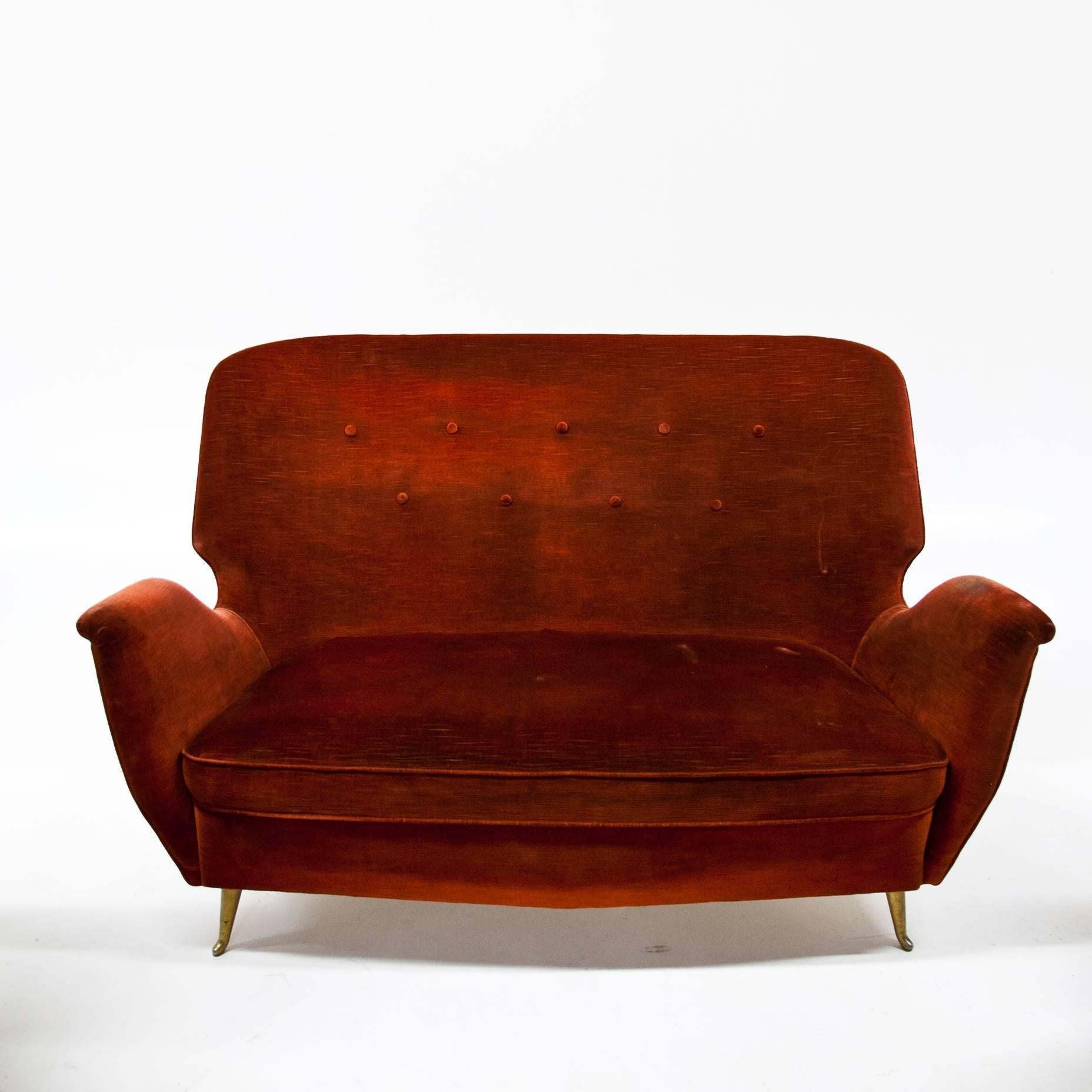 Italian Seating Ensemble, Attributed to ISA Bergamo, 1950s In Good Condition In Greding, DE