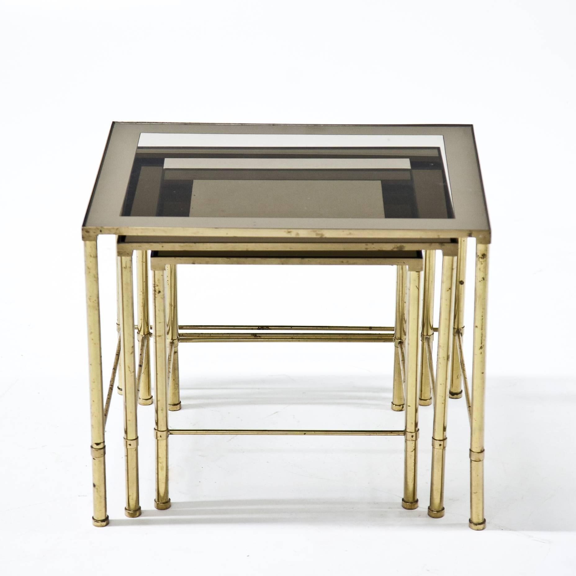 Brass Nesting Tables, Italy Mid-20th Century