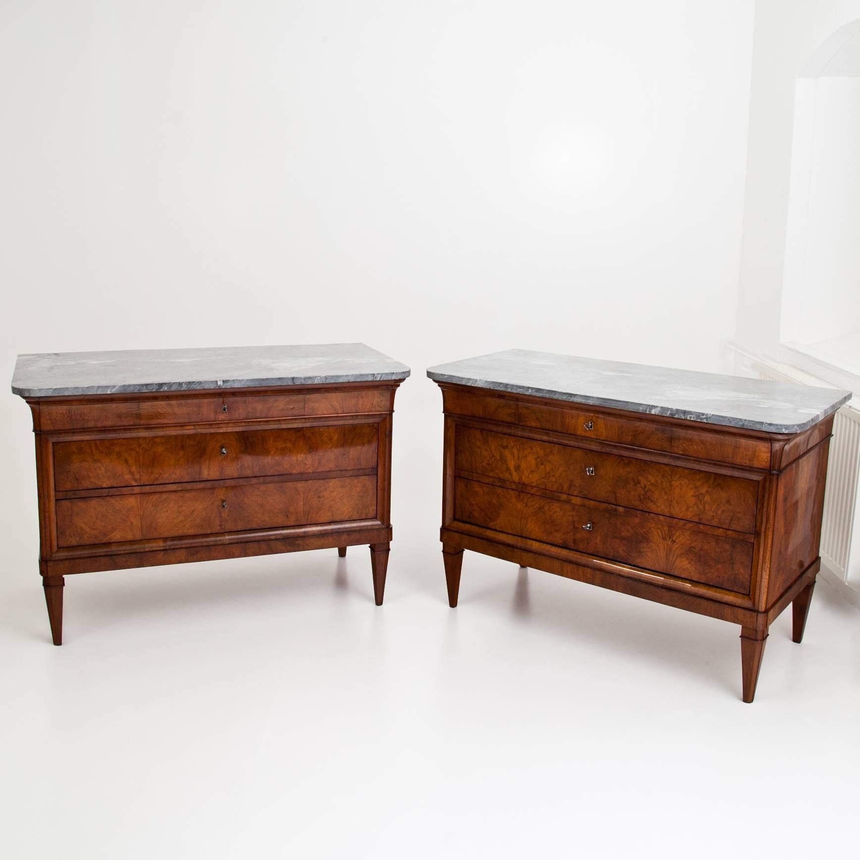 Italian Walnut Chests of Drawers, Italy, circa 1820