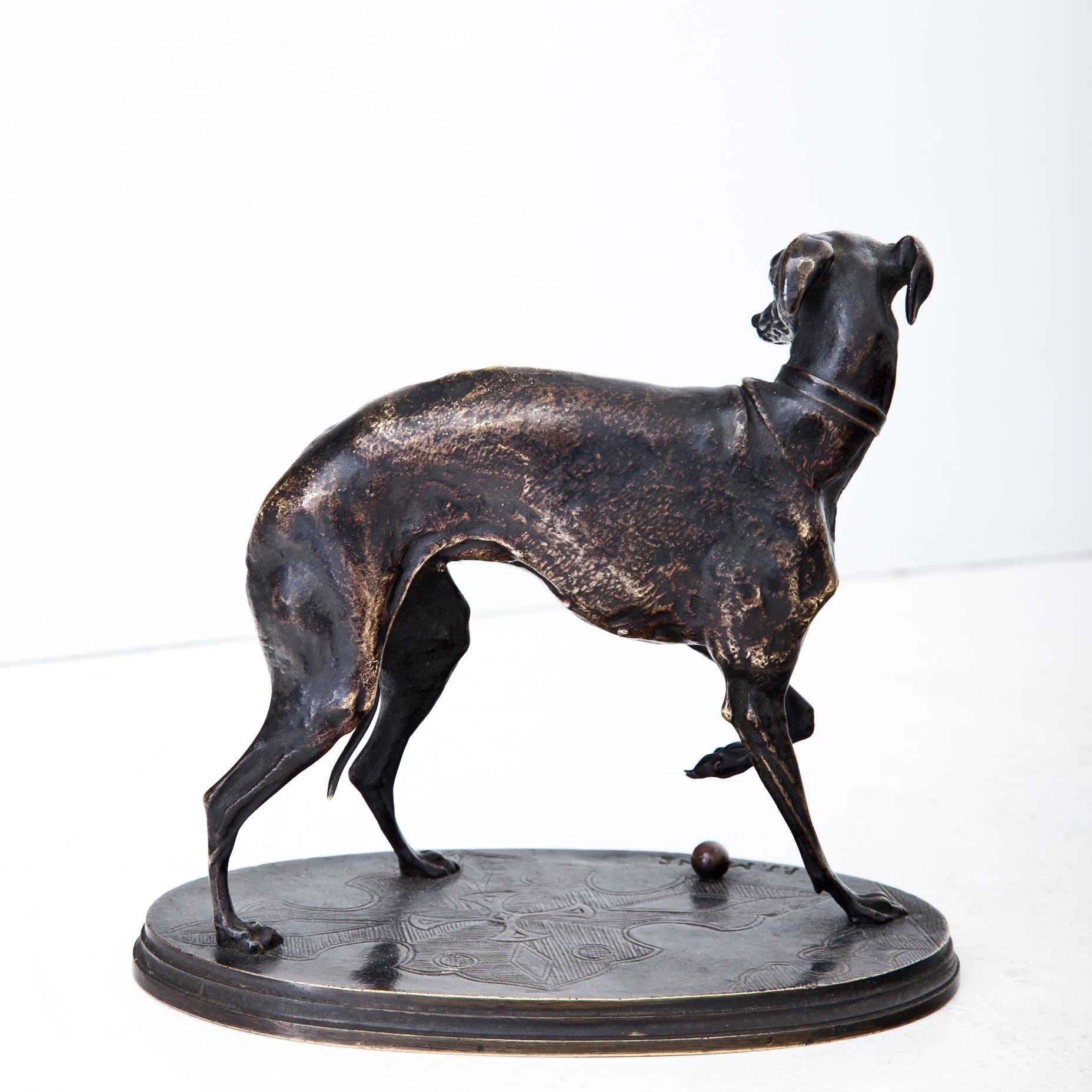 French Bronze Greyhound by Pierre-Jules Mène, France, 19th Century