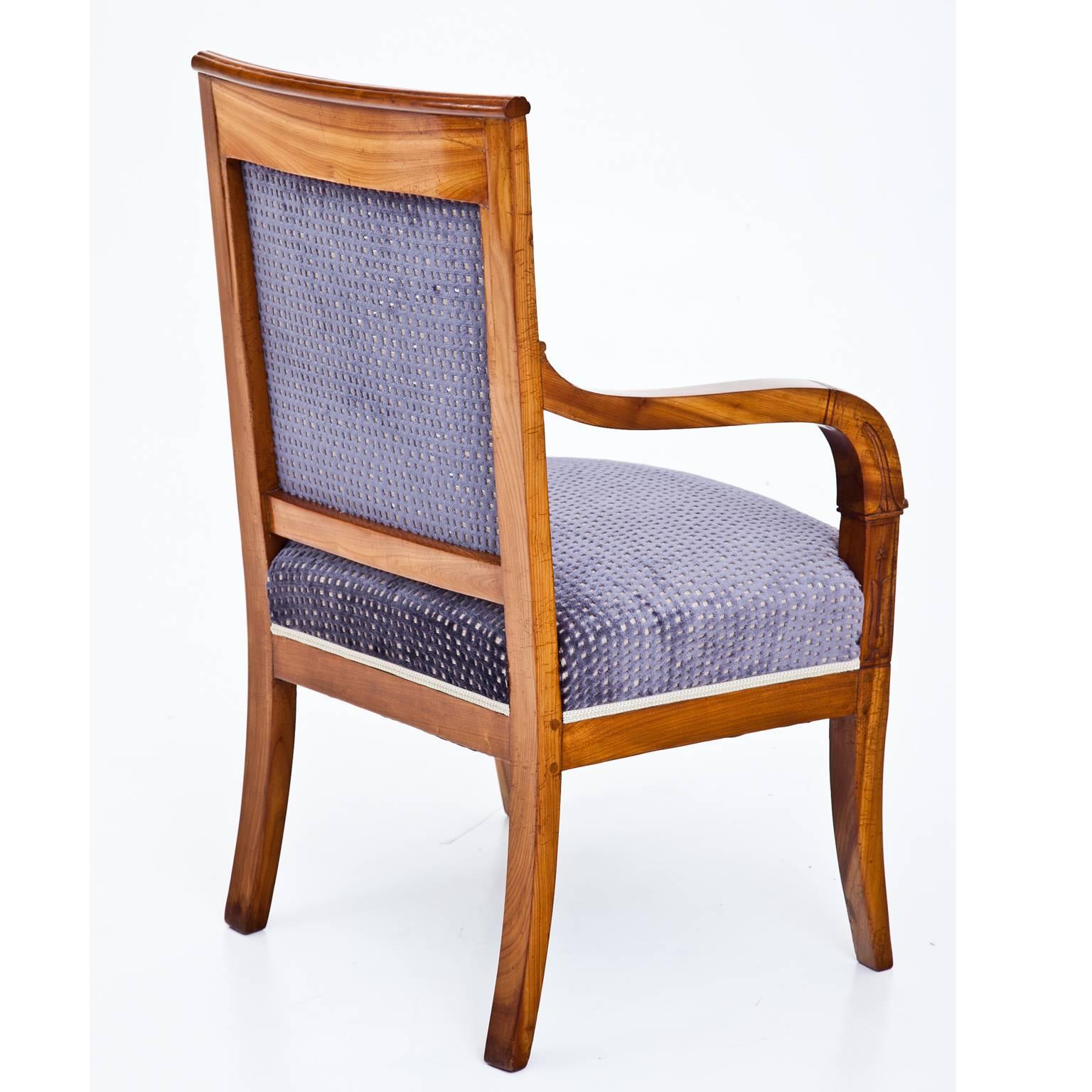 Pair of Cherrywood Armchairs France, First Half of the 19th Century 4