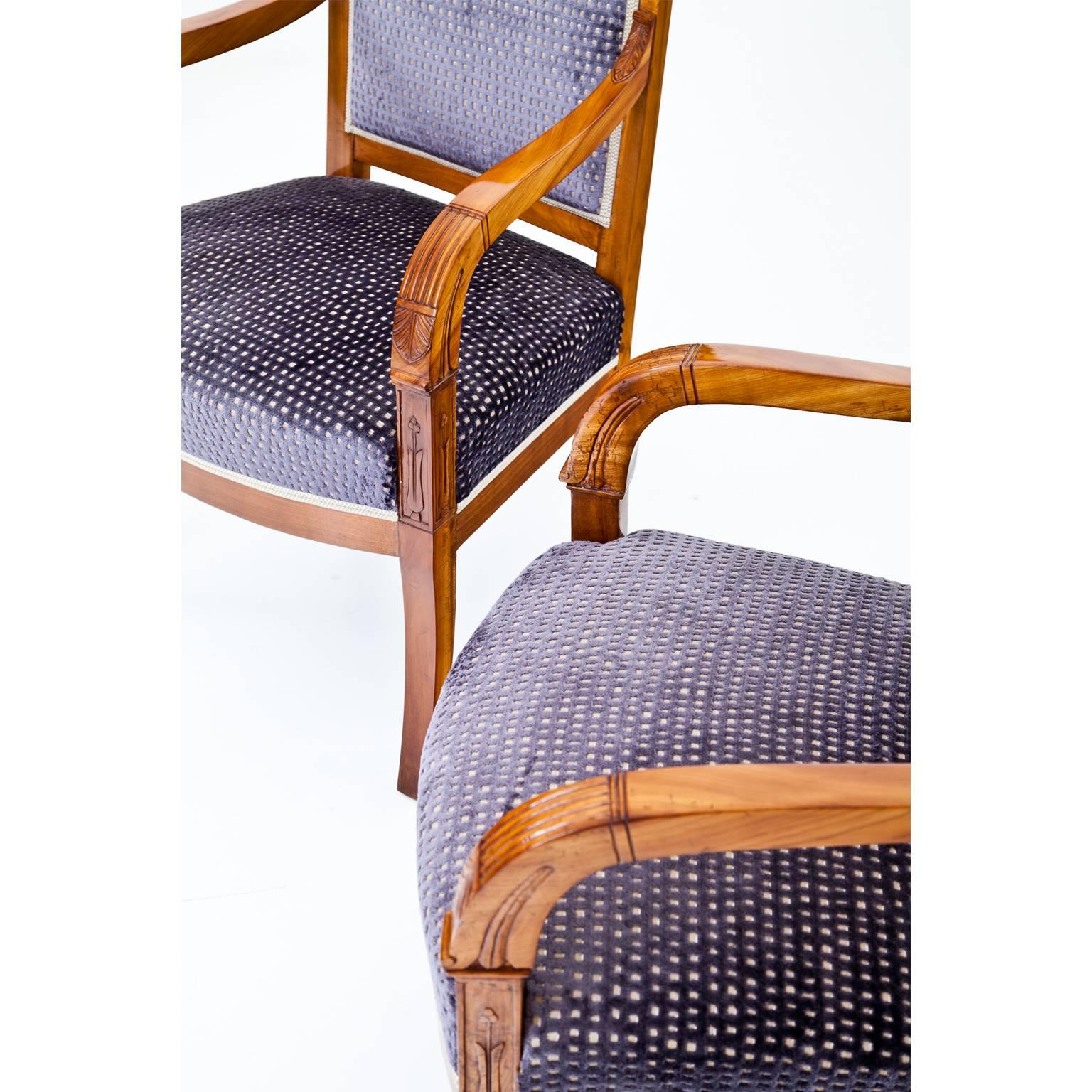 Pair of Cherrywood Armchairs France, First Half of the 19th Century 2