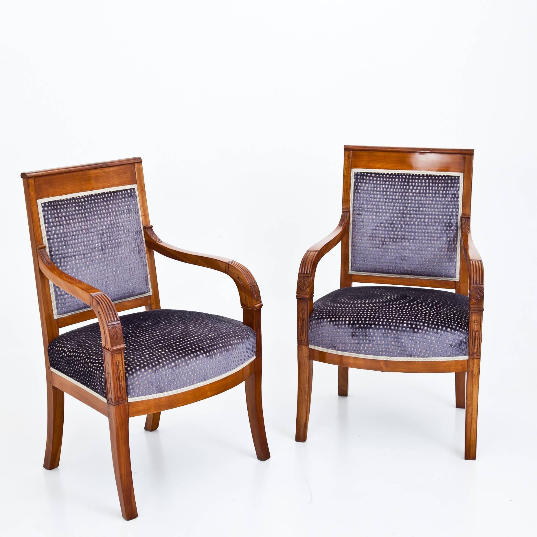 Neoclassical Pair of Cherrywood Armchairs France, First Half of the 19th Century