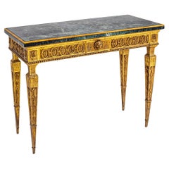 Louis XVI Console Table, Giltwood and Marble, Italy, Late 18th Century