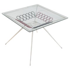 Vintage Metal Cofffee and Cocktail Table, white, red & black, by Gio Ponti, Italy 1950s