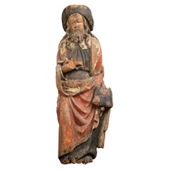 Skulptur des Heiligen Jacob, geschnitztes und bemaltes Holz, 16. Jahrhundert