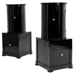 Pair of Ebonized Drum Cabinets, Italy 19th / 20th Century