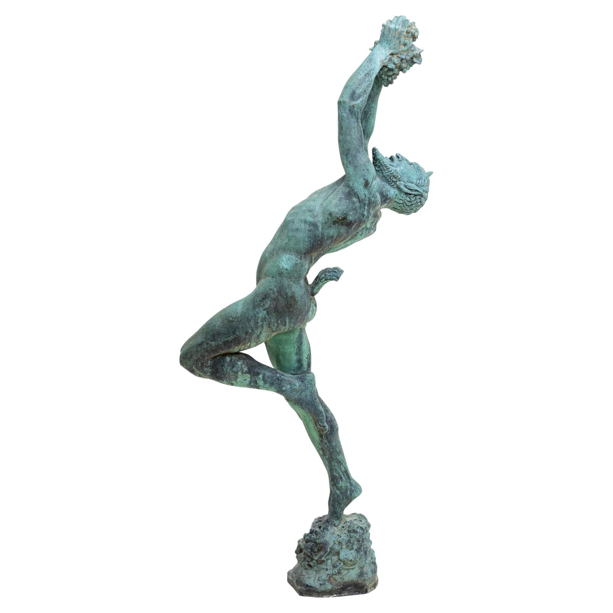 Satyr as Bacchant, Copper Sculpture, dated 1928 For Sale