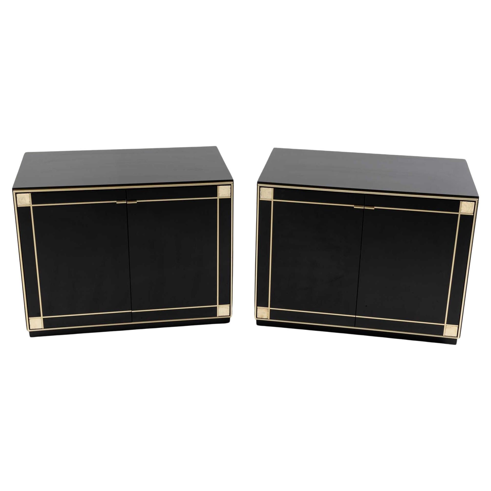 Black lacquered sideboards by Pierre Cardin, France 1980s For Sale