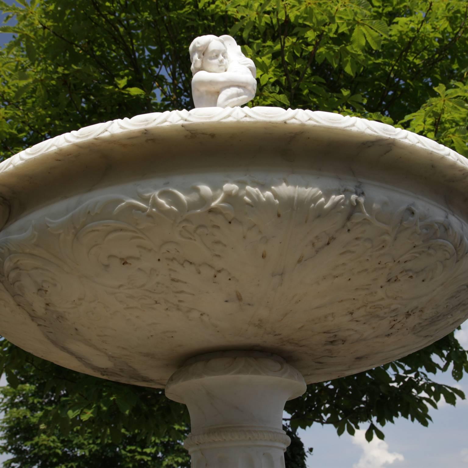 Marble Fountain with a Cherub, 20th Century In Excellent Condition In Greding, DE
