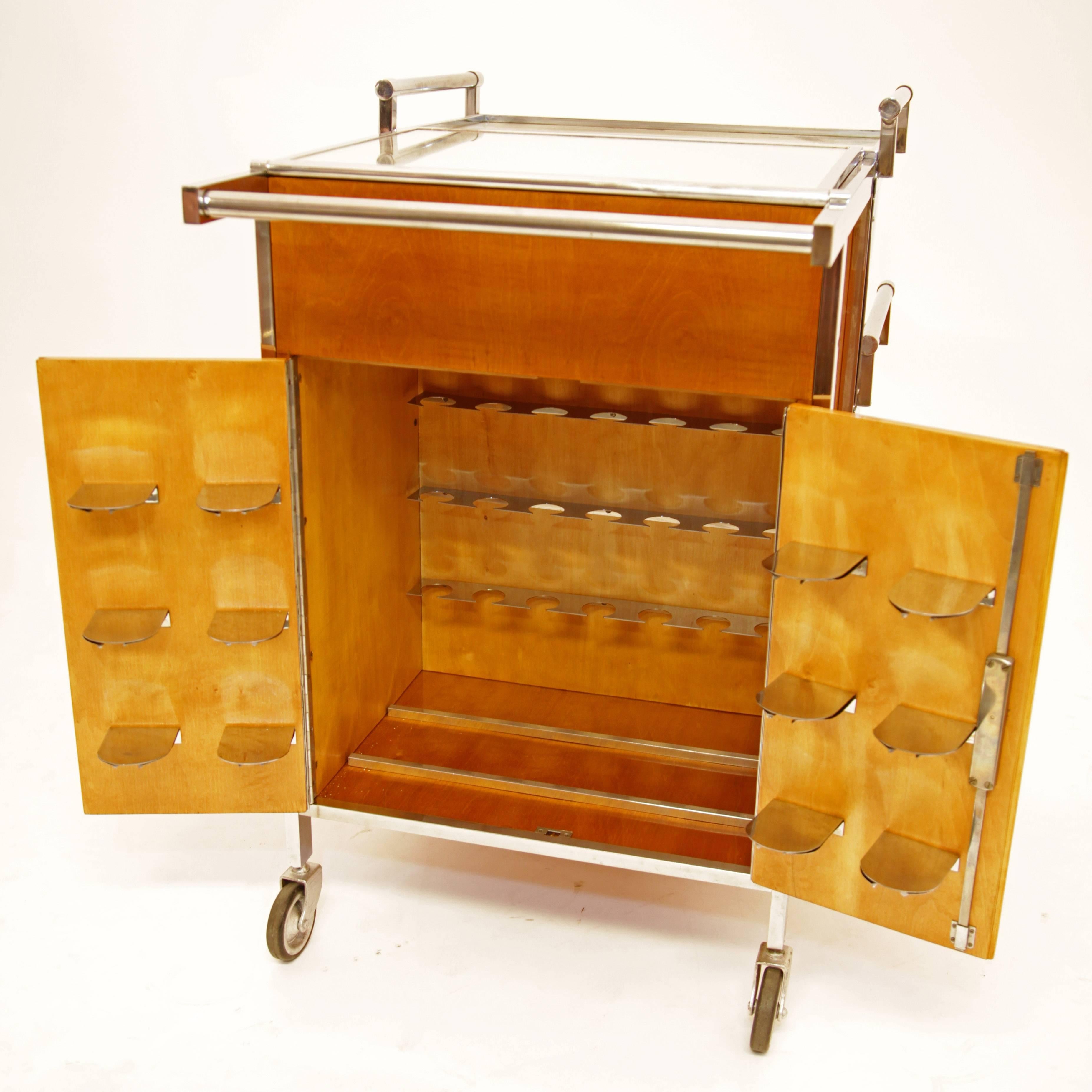 French Art Deco Bar Cart by Jacques Adnet, France, circa 1935