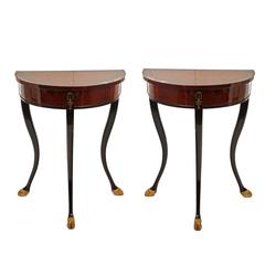 Empire Demilune Consoles, Vienna, circa 1800-1810