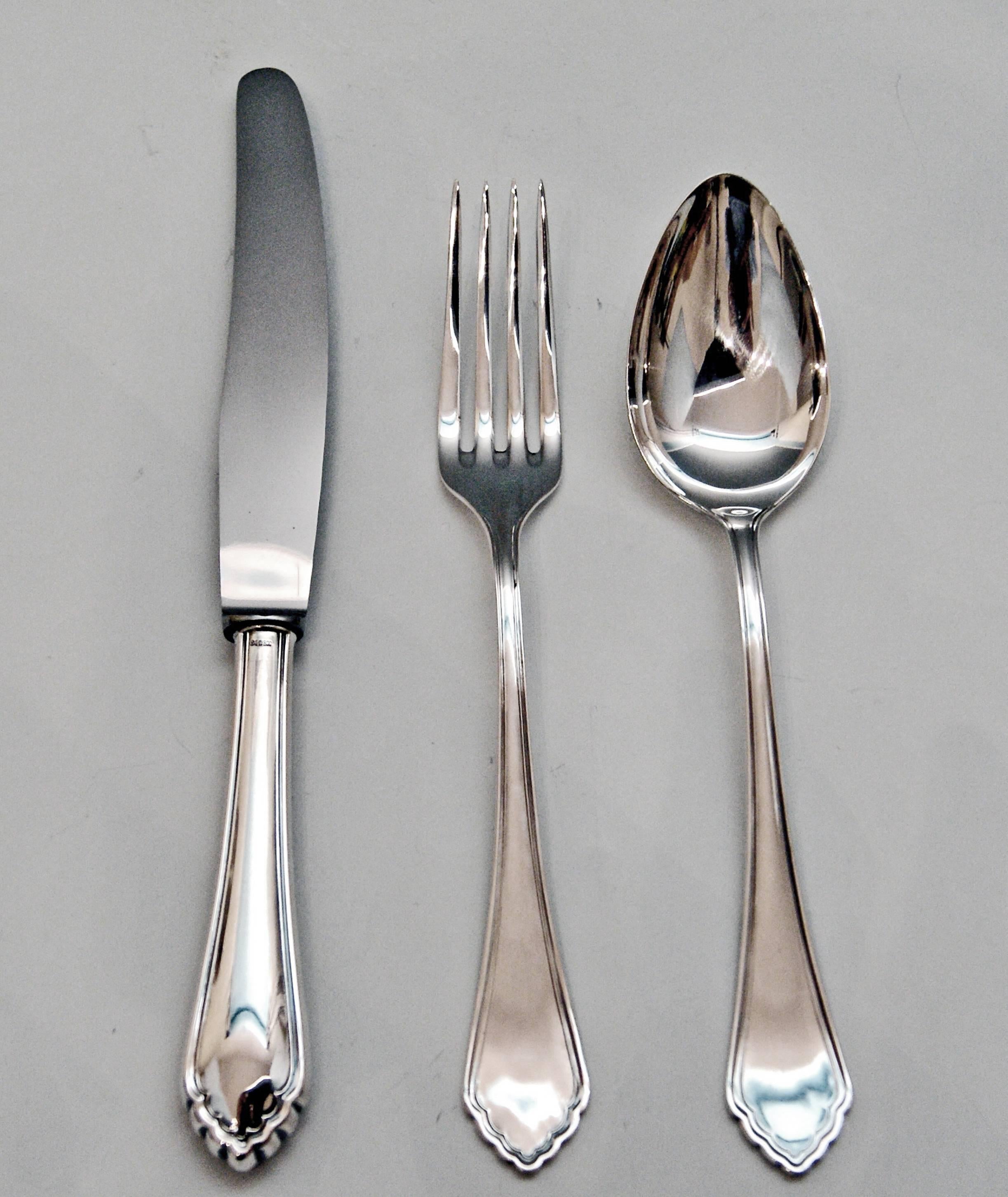 Silver 800 Cutlery Set 207 Pieces 12 Persons Germany Baroque Design Made 1900 1