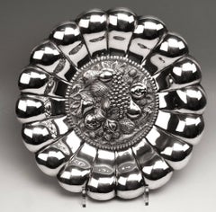 Silver 800 Plate with Fruit Decoration Vienna Diana Head Mark Made, circa 1890