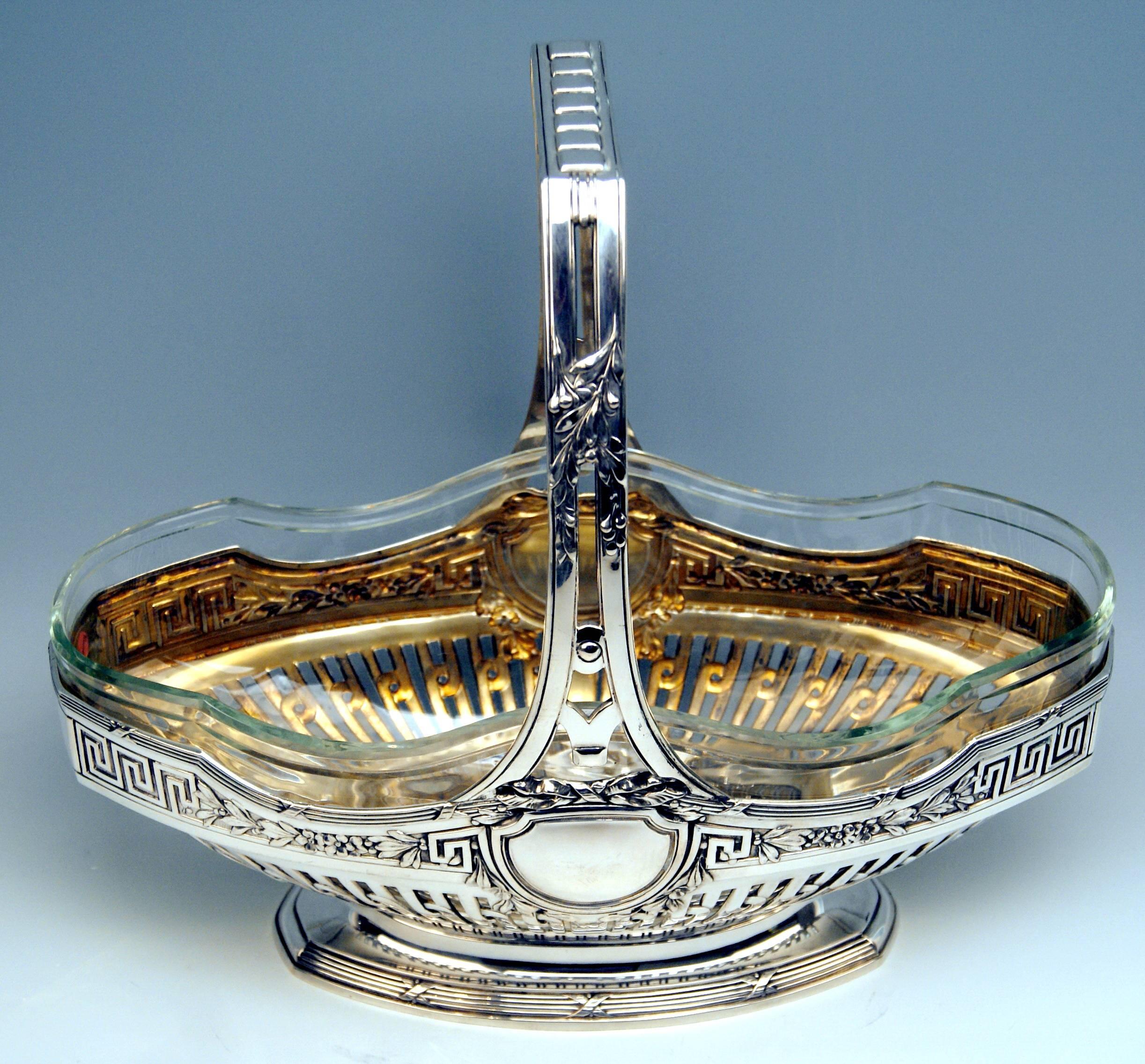 Art Nouveau Silver 800 Flower Bowl Jardinière Gilded Inside Binder Wilhelm Germany, 1905