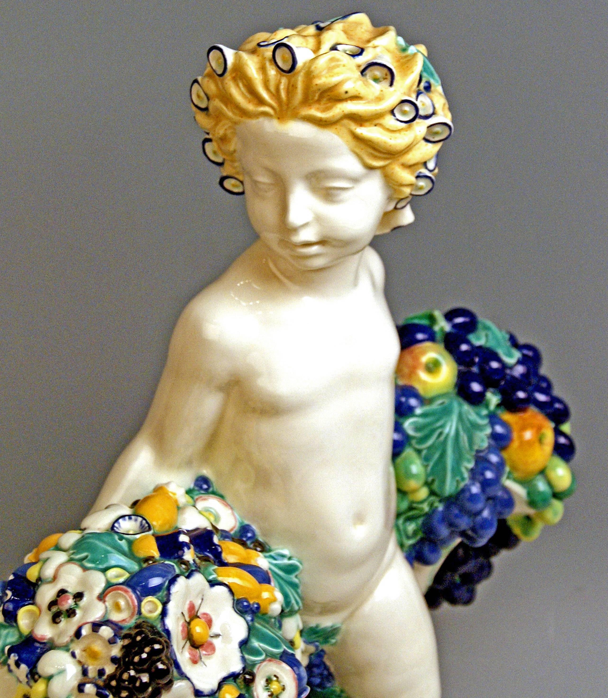 Early 20th Century Art Nouveau Cherub Cornucopia Vienna Bertold Loeffler Model 156 VWGK, 1913-1919