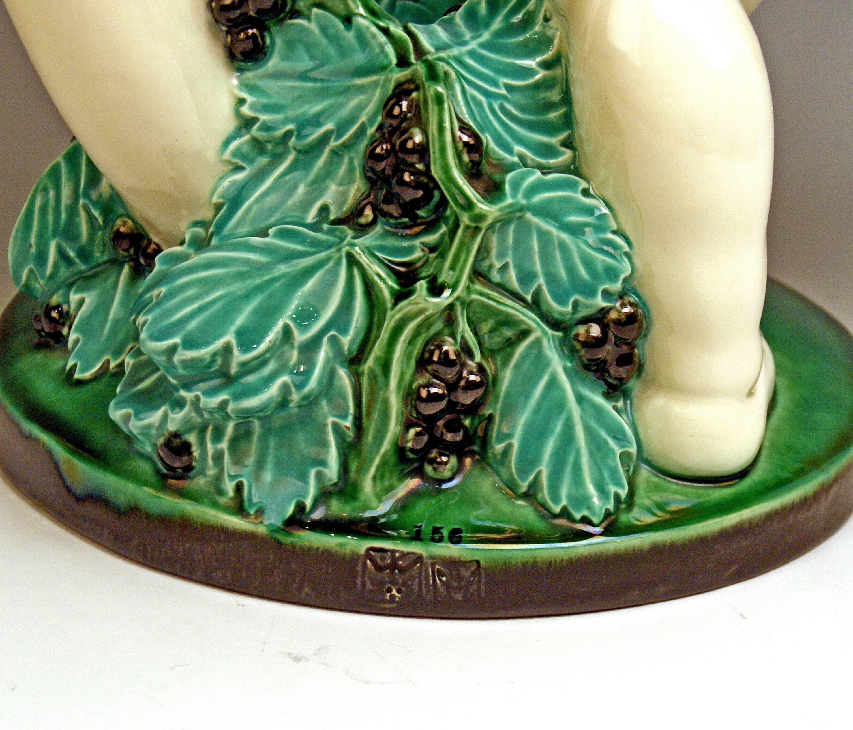 Ceramic Art Nouveau Cherub Cornucopia Vienna Bertold Loeffler Model 156 VWGK, 1913-1919