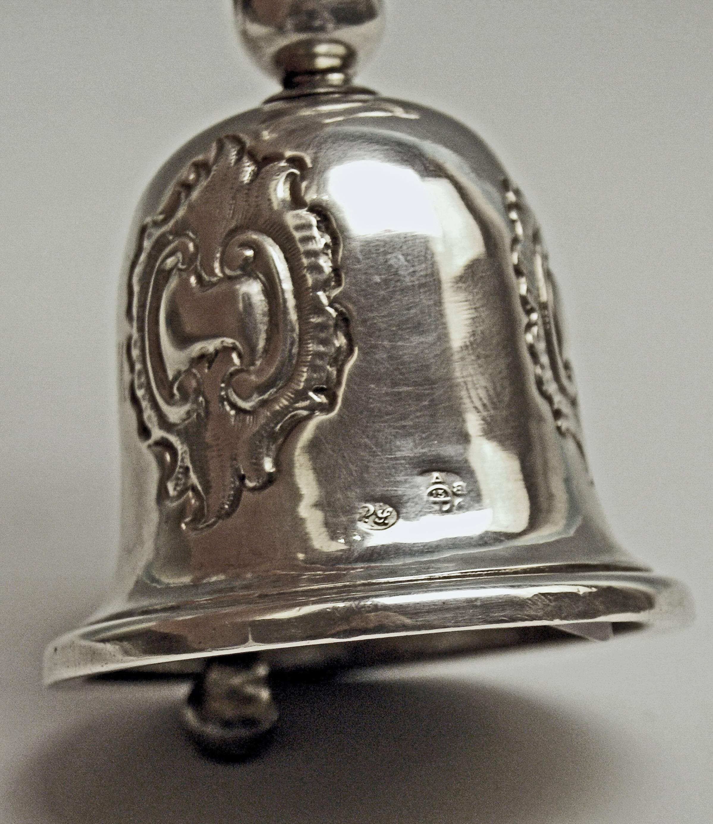 Mid-19th Century Silver 13 Lot Table Bell Vintage Biedermeier Period Vienna Peter Stubenrauch