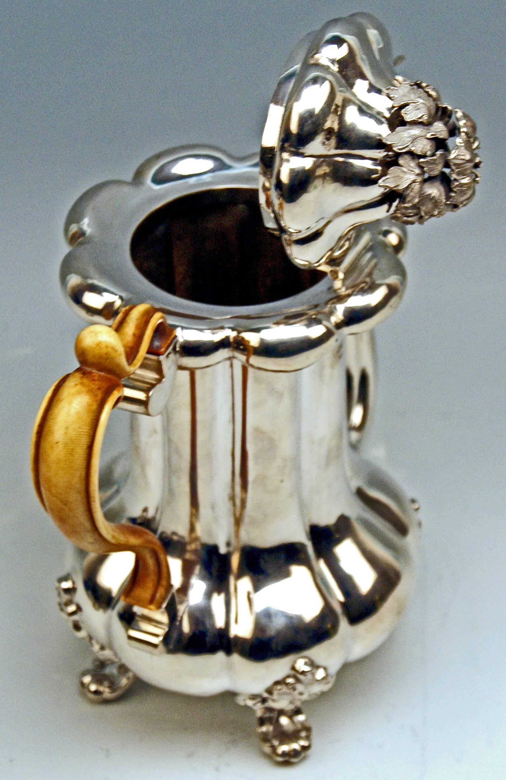 Mid-19th Century Silver 13 Lot Austrian Coffee Pot Vintage Vienna Karl Paltscho, 1853