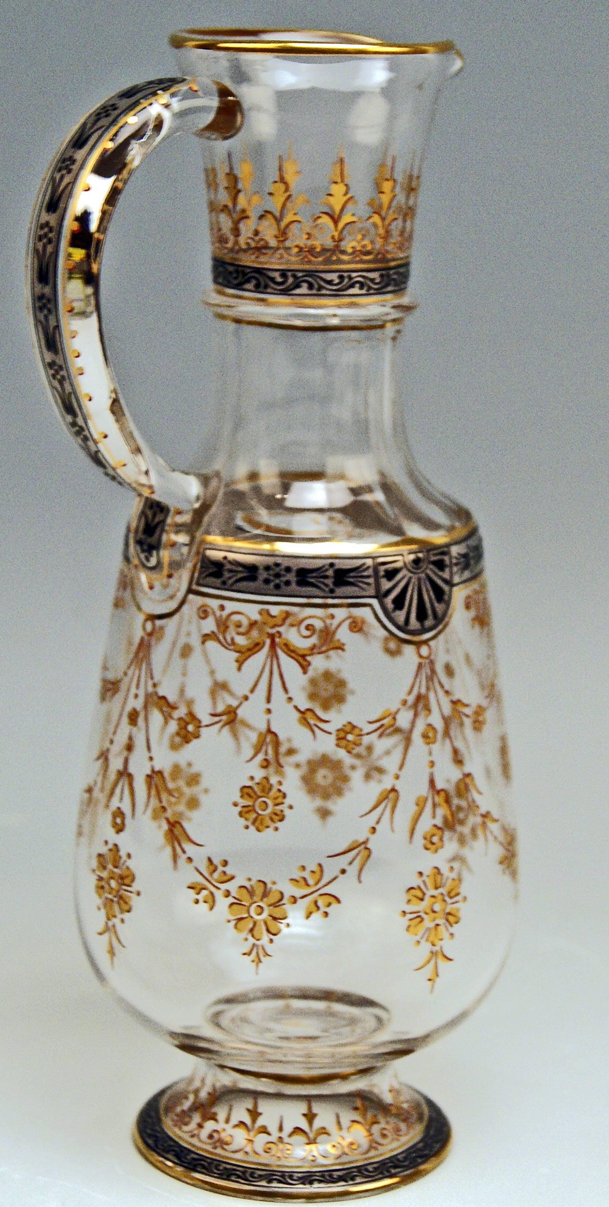 Lobmeyr Viena Firmado Art Nouveau Jarra Esmalte Oro Hecho después de 1905 Austríaco en venta
