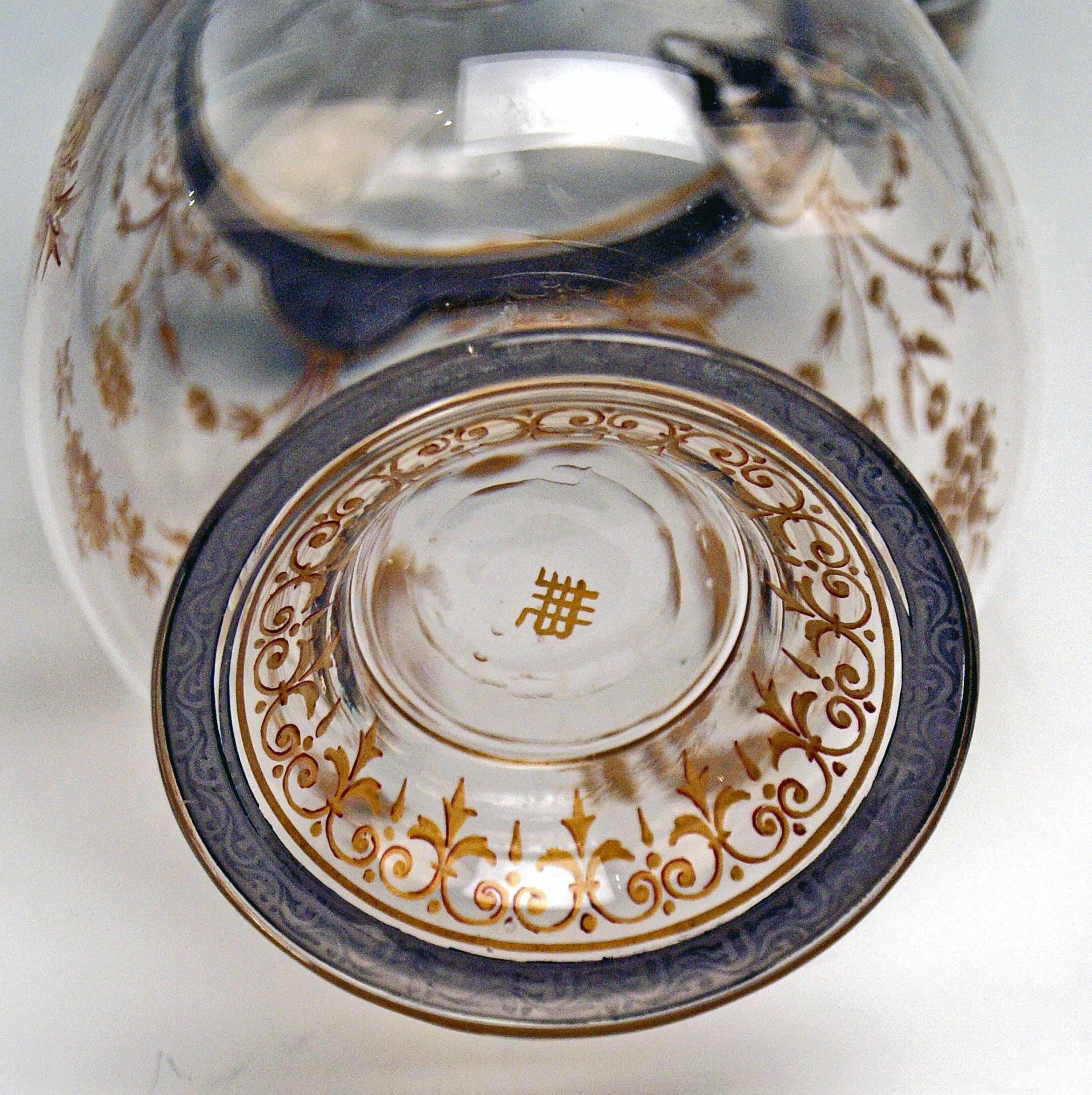 Lobmeyr Viena Firmado Art Nouveau Jarra Esmalte Oro Hecho después de 1905 en venta 3
