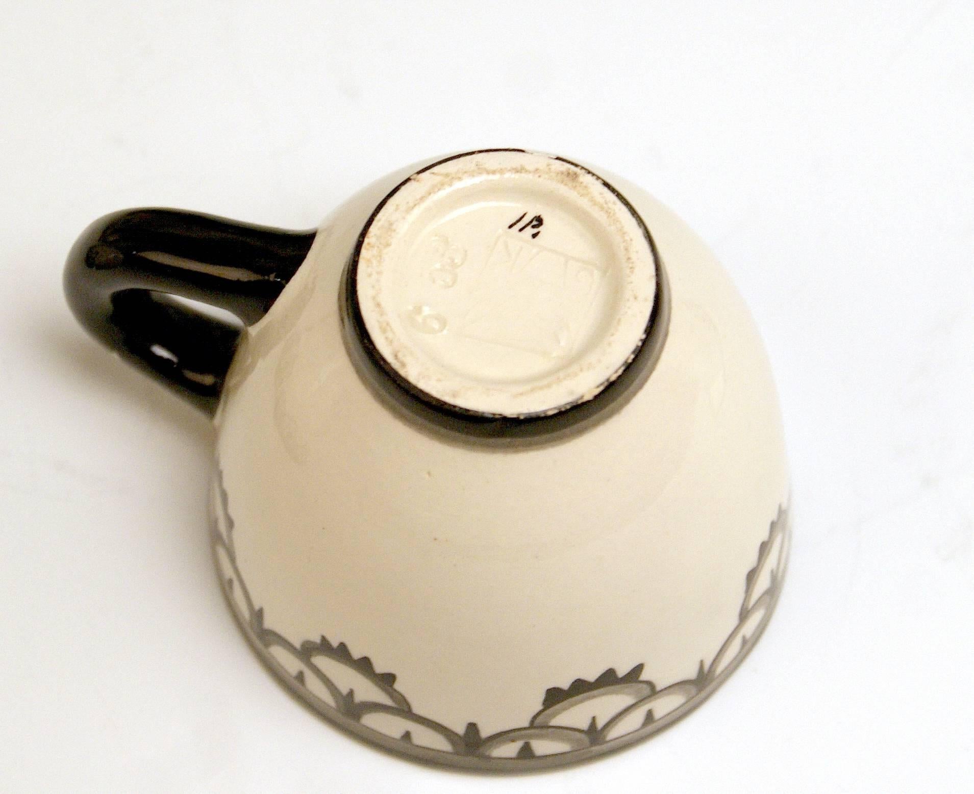 Mocha-Set Dagobert Peche Kreis Gmunden Keramik hergestellt, um 1919 (Art nouveau) im Angebot