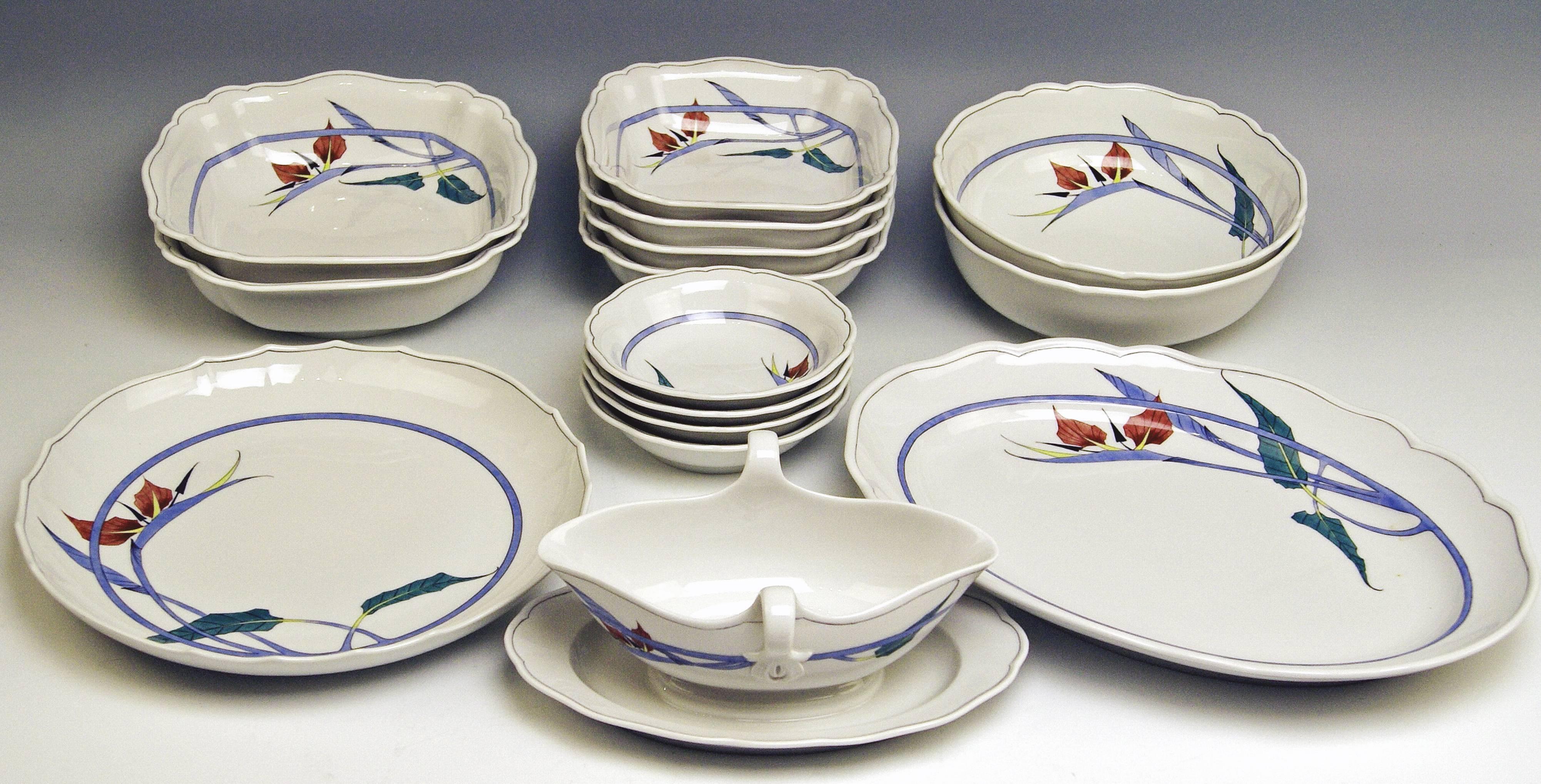 Porcelain Meissen Dinner Set Decor 701701 12 Persons Paradise Flowers by Heinz Werner