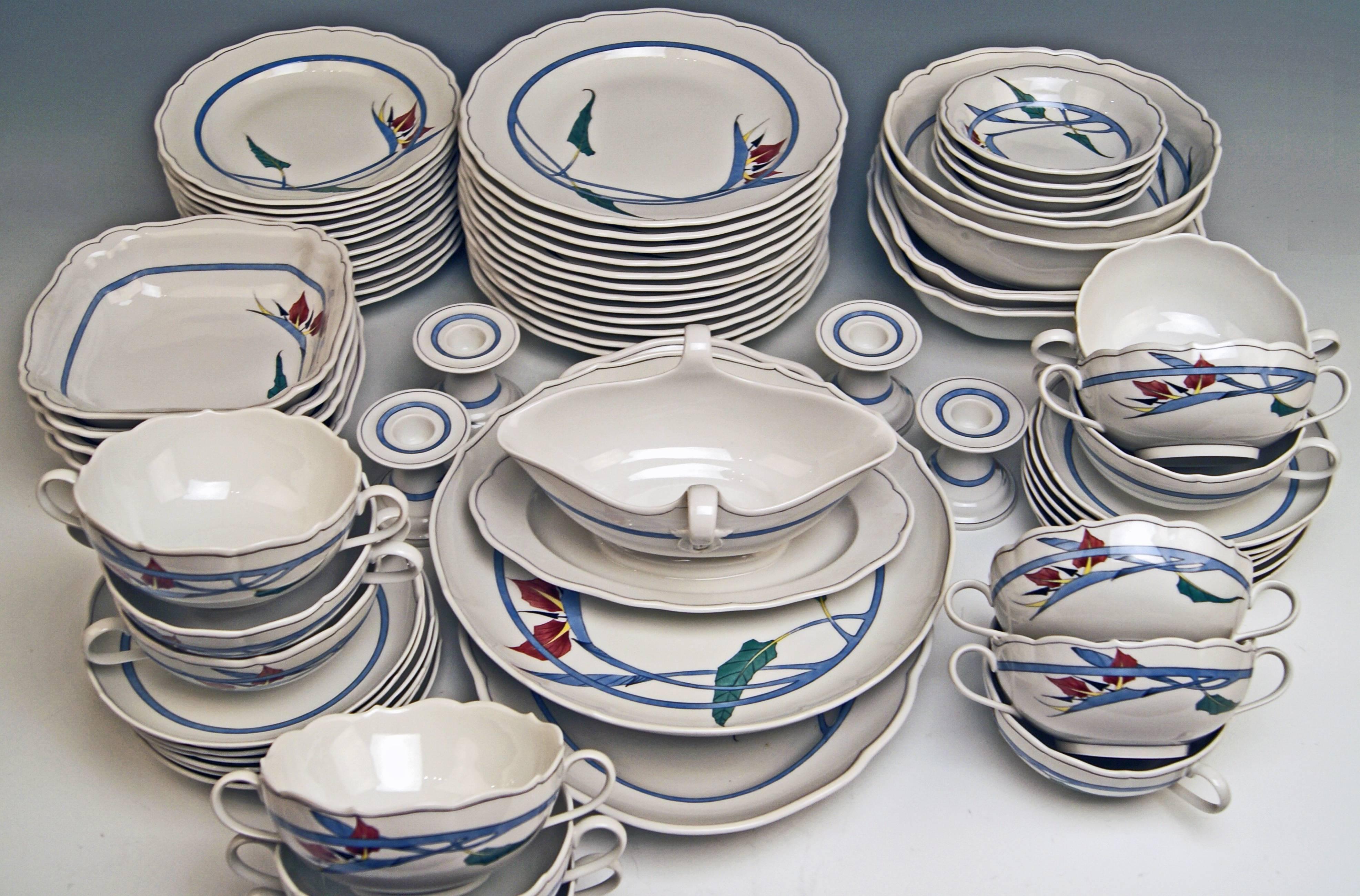 Modern Meissen Dinner Set Decor 701701 12 Persons Paradise Flowers by Heinz Werner