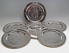 Silver 925 & 800 Sterling Set of Six Charger Plates, Italy, 1970-1980