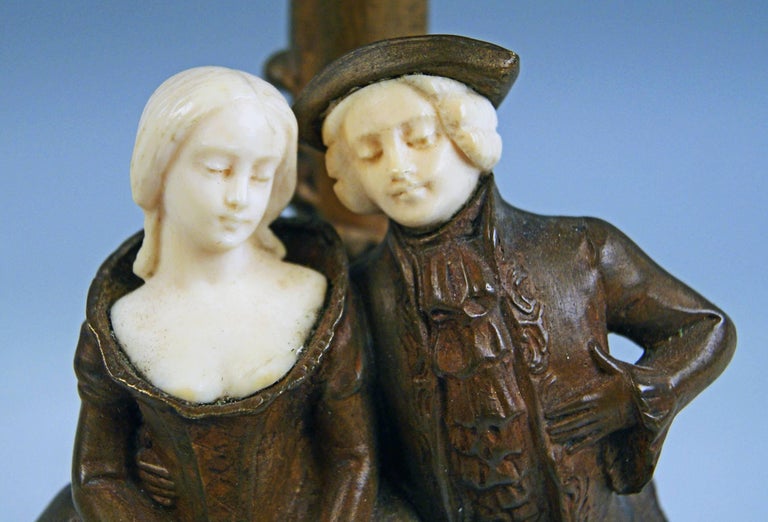 Vienna Bronze Table Lamp Sculptured Figurines Couple Peter Tereszczuk 2