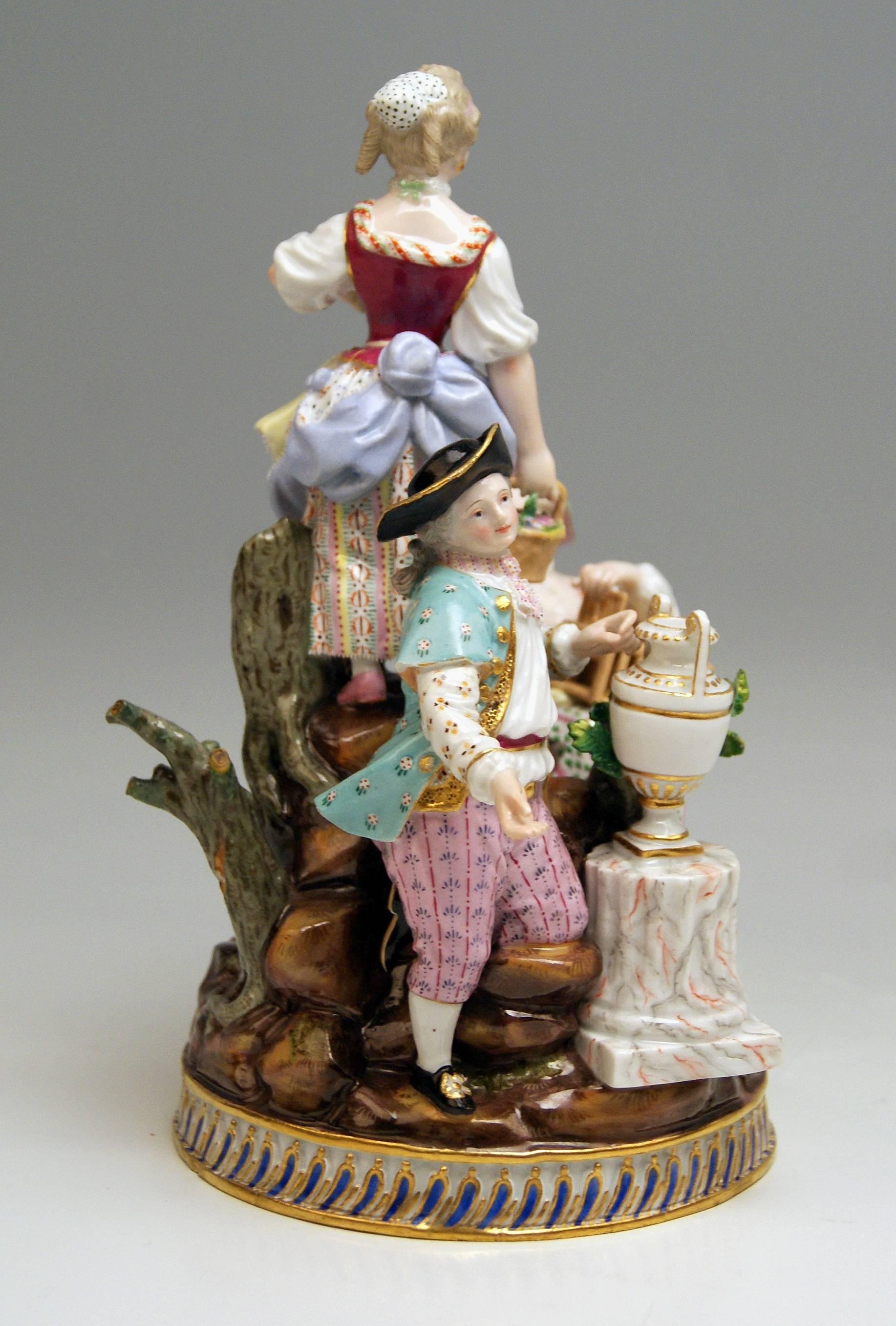 German Meissen Gardener Figurines Model F 94 Michel Victor Acier made circa 1830-1840