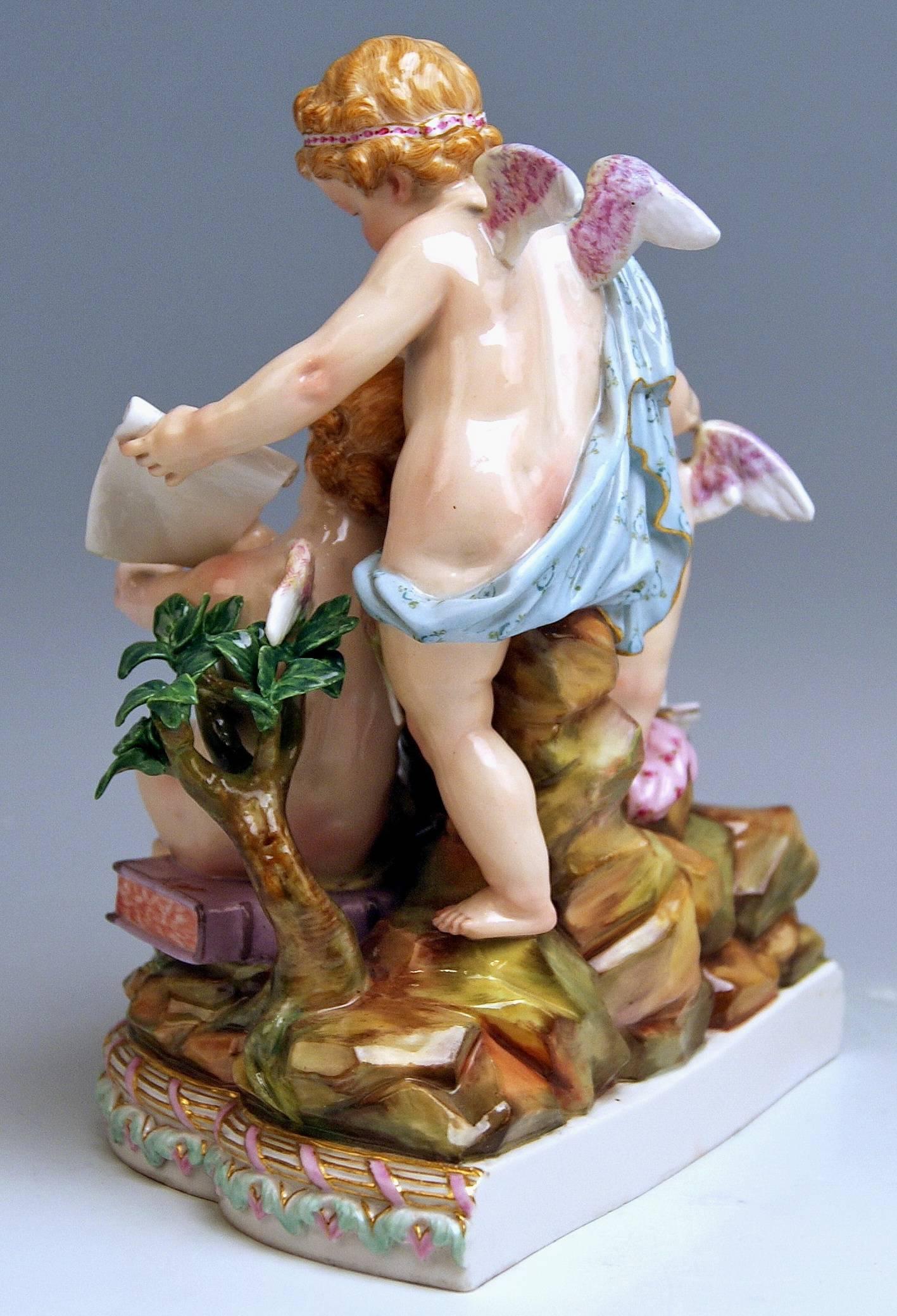 Allemand Figurines de chérubins de Meissen Allégorie de l'arithmetique Modèle 12 d'Acier, vers 1860 en vente