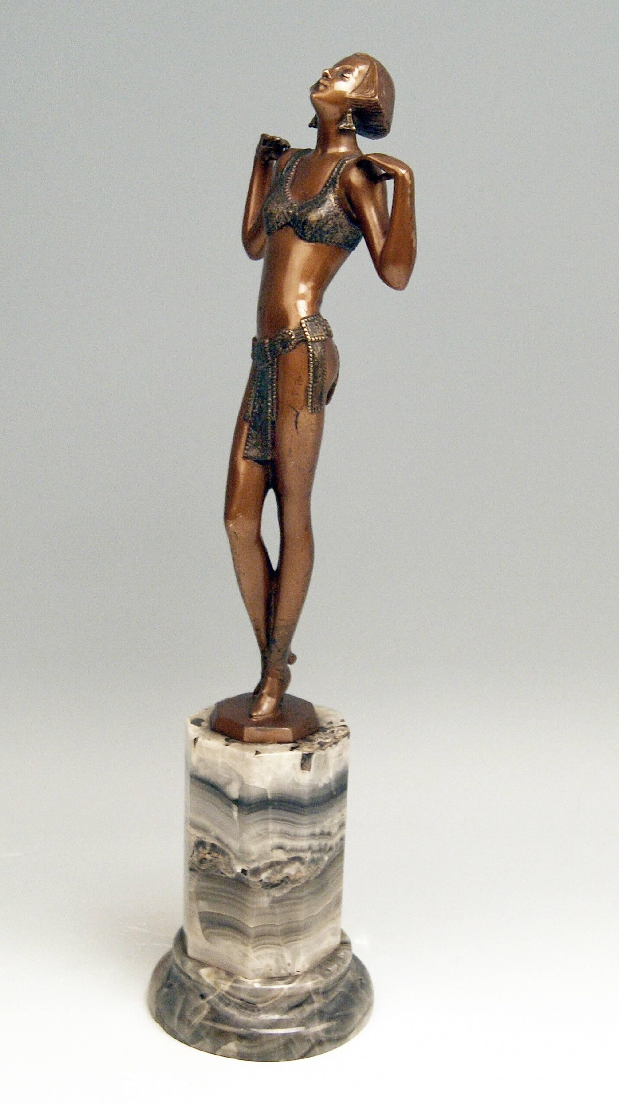 Austrian Vienna Bronze Art Deco Nude Maria Jeritza The Egyptian Helen by Lorenzl 1928