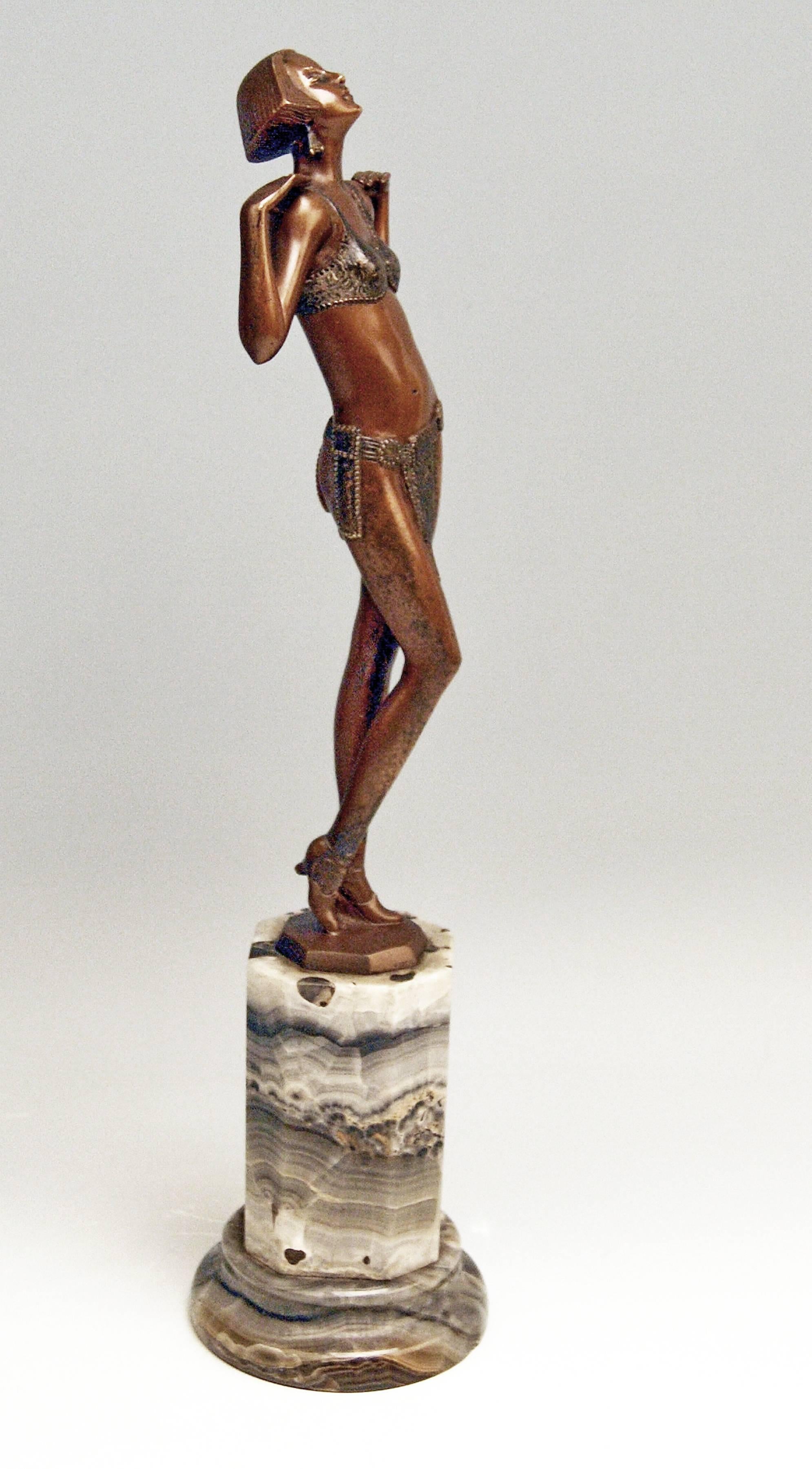 Cold-Painted Vienna Bronze Art Deco Nude Maria Jeritza The Egyptian Helen by Lorenzl 1928