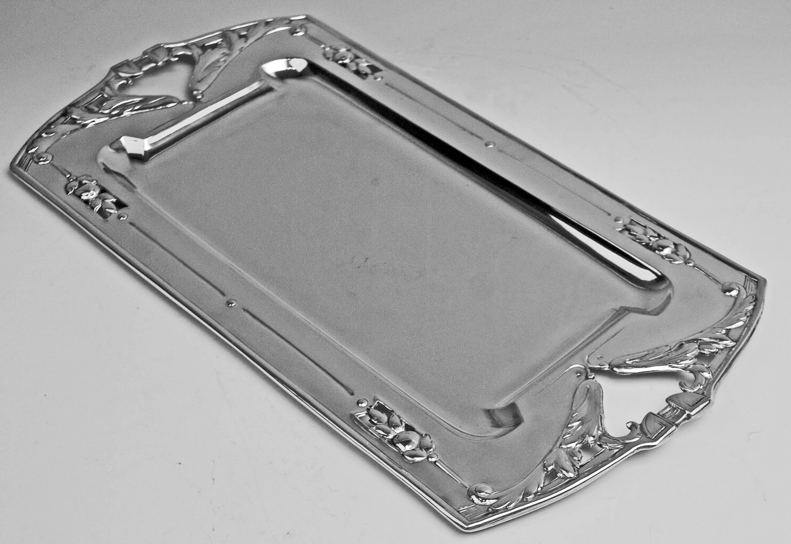 Silver Austrian Art Nouveau Serving Platter, Viennna, circa 1900 1