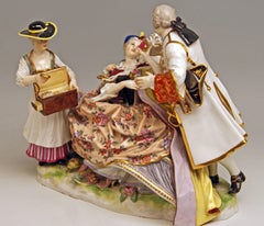 Meissen Gallant Figurines the Sale of Heart Box Model 100, Kaendler, circa 1860