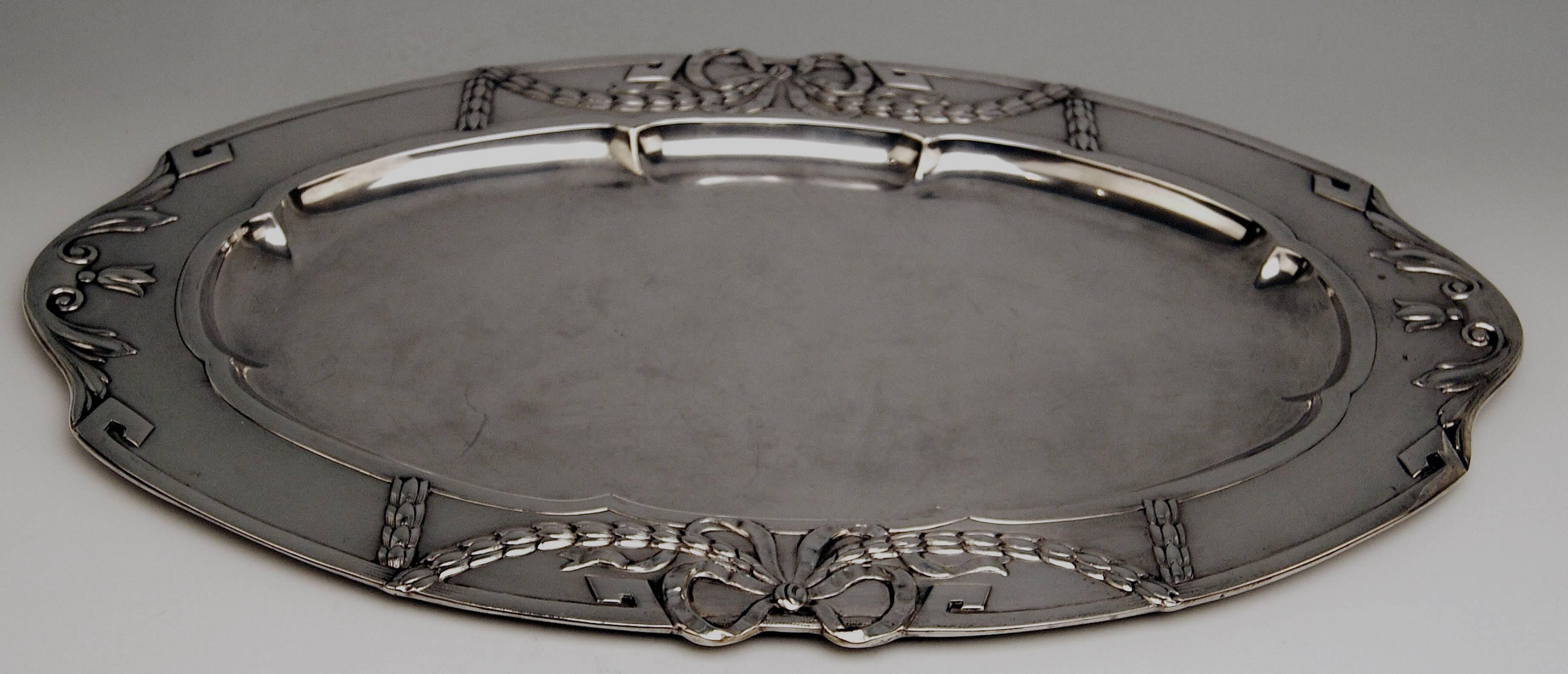 Austrian Silver 800 Austria Art Nouveau Serving Platter by H. Südfeld For Sale