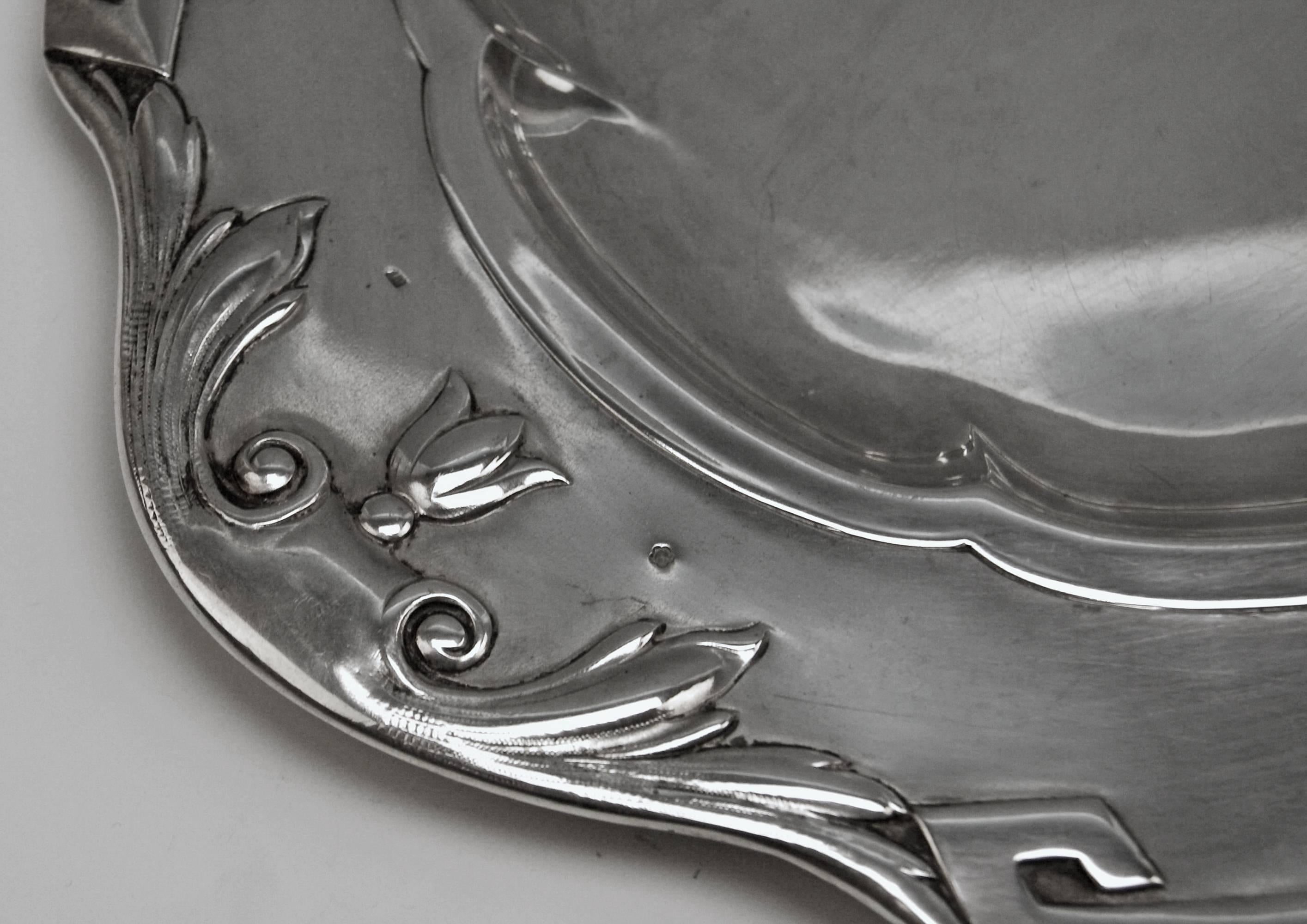20th Century Silver 800 Austria Art Nouveau Serving Platter by H. Südfeld For Sale