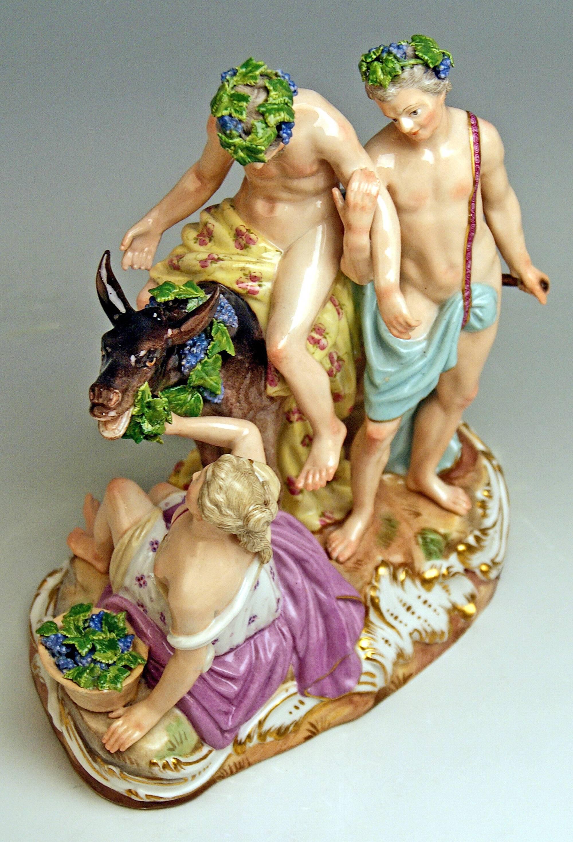 Meissen Figurines Group The Drunken Silen by Ernst A.Leuteritz Model 2724 In Excellent Condition In Vienna, AT