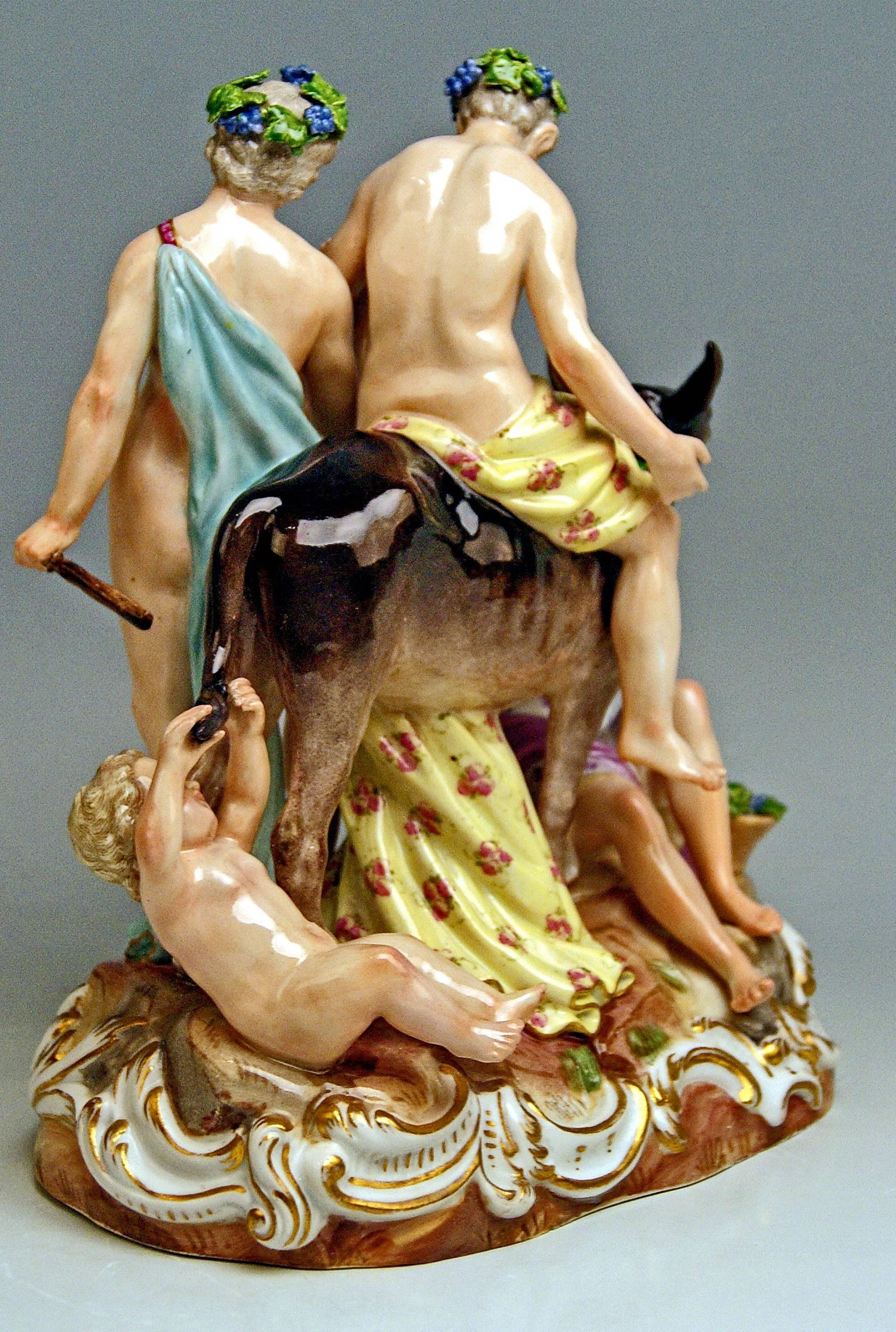 German Meissen Figurines Group The Drunken Silen by Ernst A.Leuteritz Model 2724