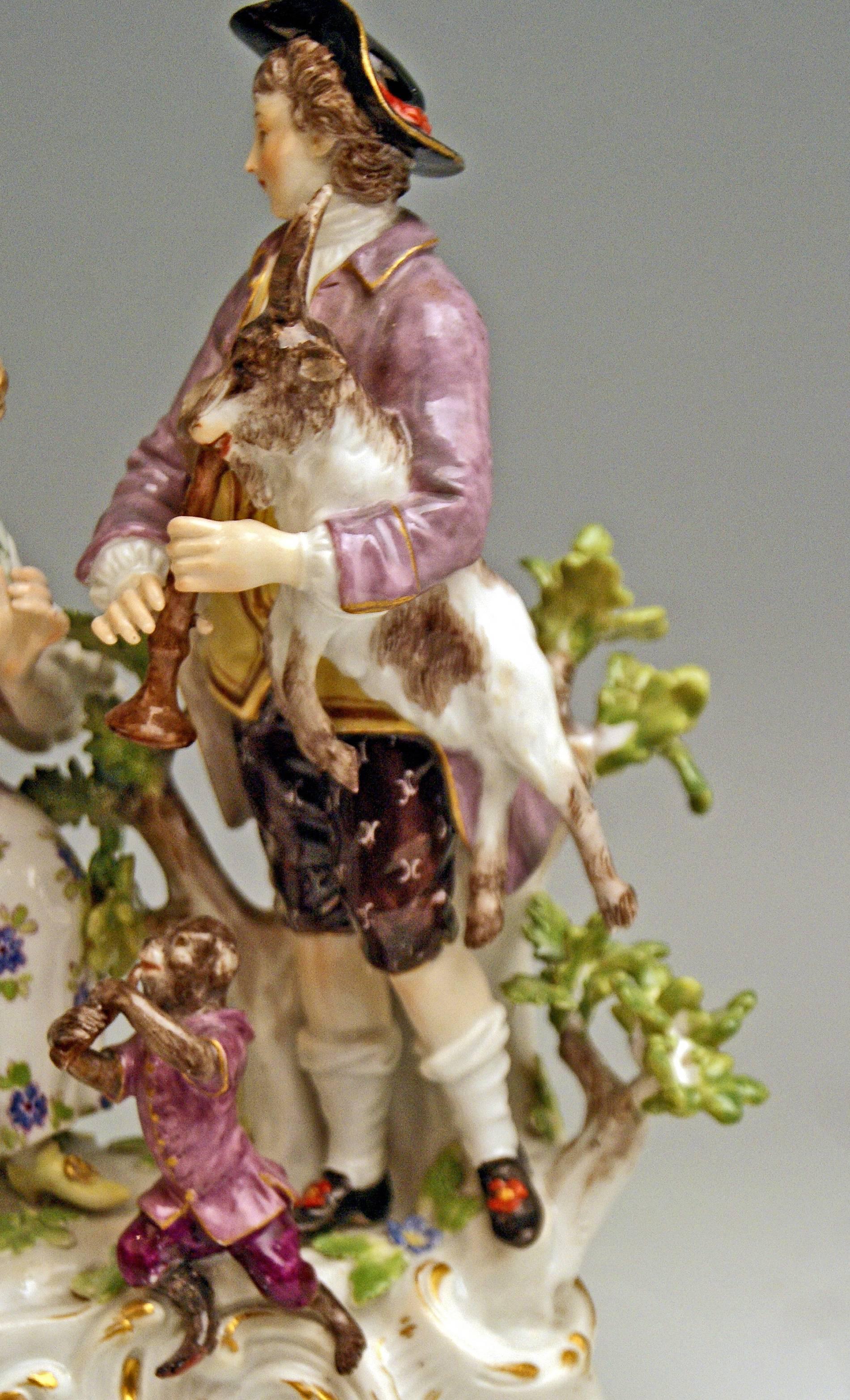 Meissen Shepherds Figurines Allegory the Hearing by Carl C. Punct Made In Excellent Condition For Sale In Vienna, AT