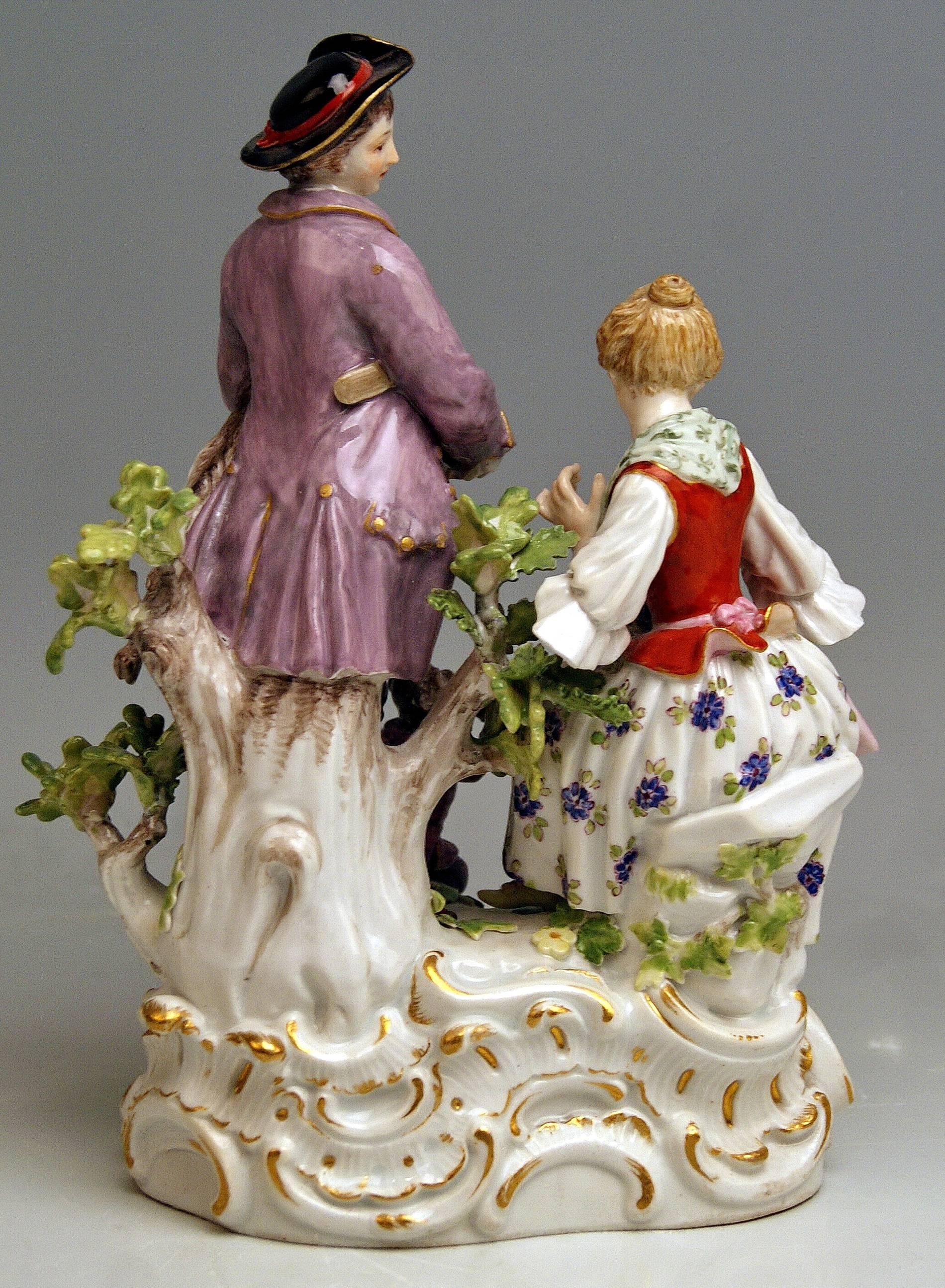 German Meissen Shepherds Figurines Allegory the Hearing by Carl C. Punct Made For Sale