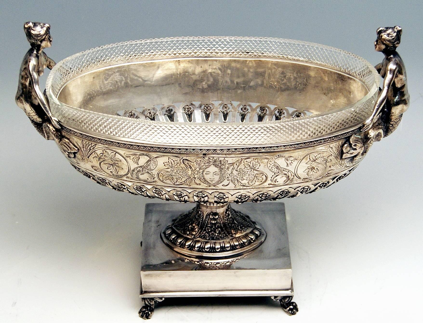 Silver 800 German Nicest flower bowl / centerpiece with original excellent glass liner

Victorian style (made circa 1900)
Silver 800
Hallmarked by Georg Roth / Hanau and Apocryphal Silver Marks:
-- Georg Roth Company / Hanauer