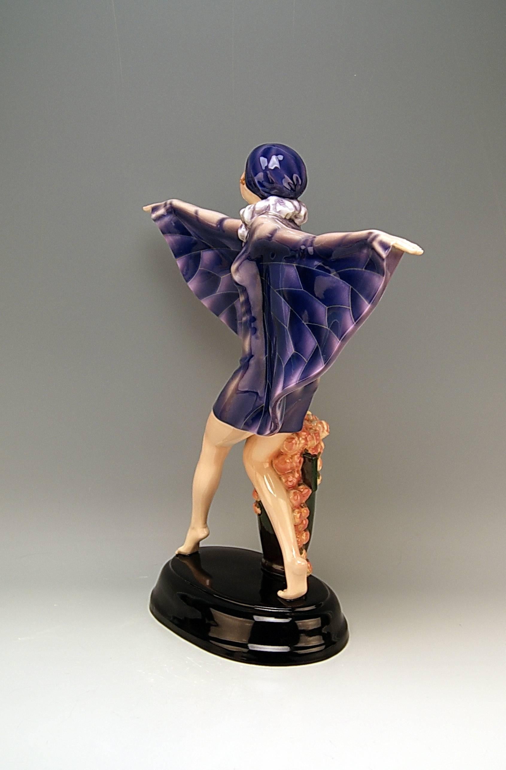 Art Deco Goldscheider Vienna Lorenzl Dancing Butterfly Lady Captured Bird Model 5230 1930