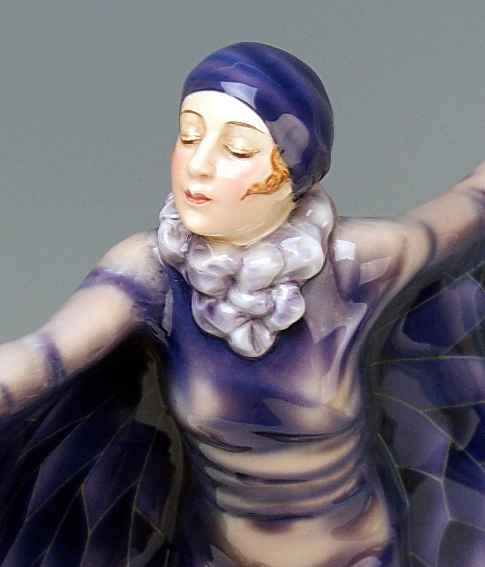 Mid-20th Century Goldscheider Vienna Lorenzl Dancing Butterfly Lady Captured Bird Model 5230 1930